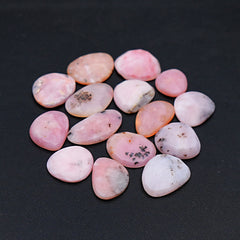 Pink Opal Rose Cut Cabochon | Peruvian Pink Gemstones for Jewelry Making - 15 pieces