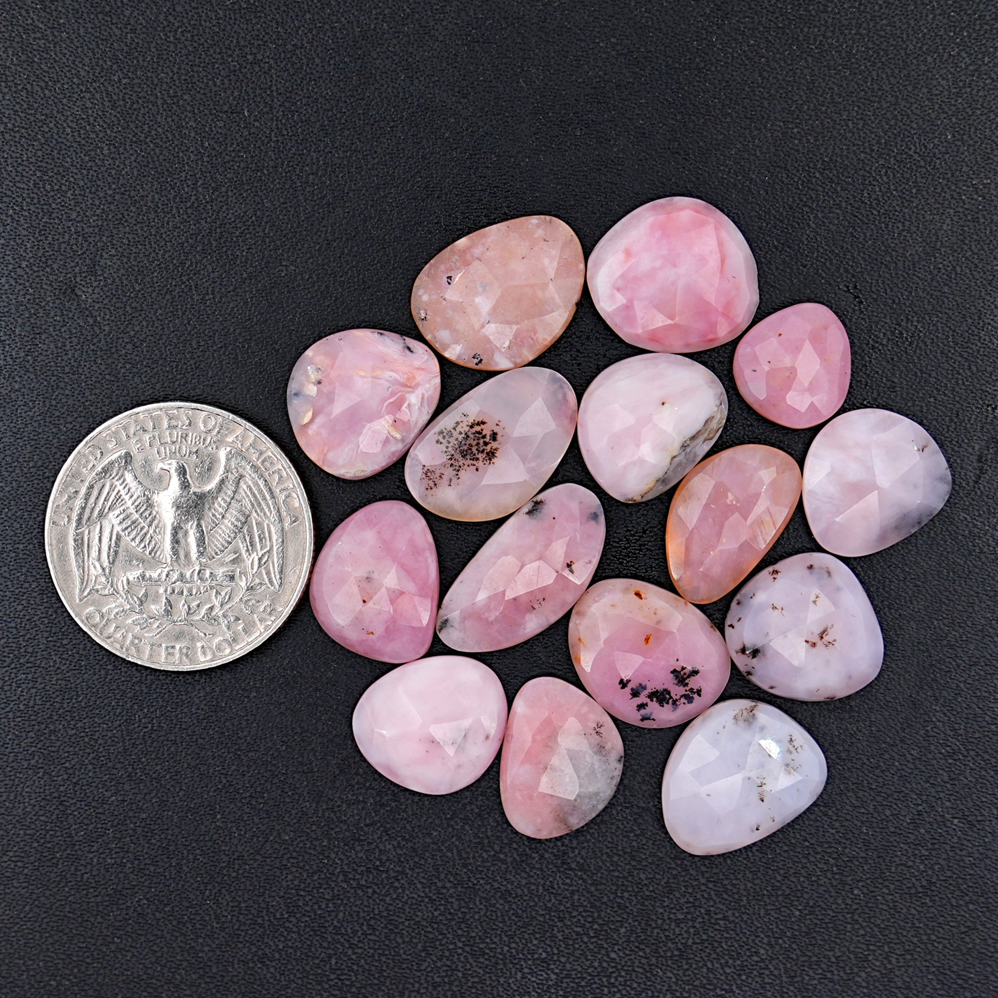 Pink Opal Rose Cut Cabochon | Peruvian Pink Gemstones for Jewelry Making - 15 pieces