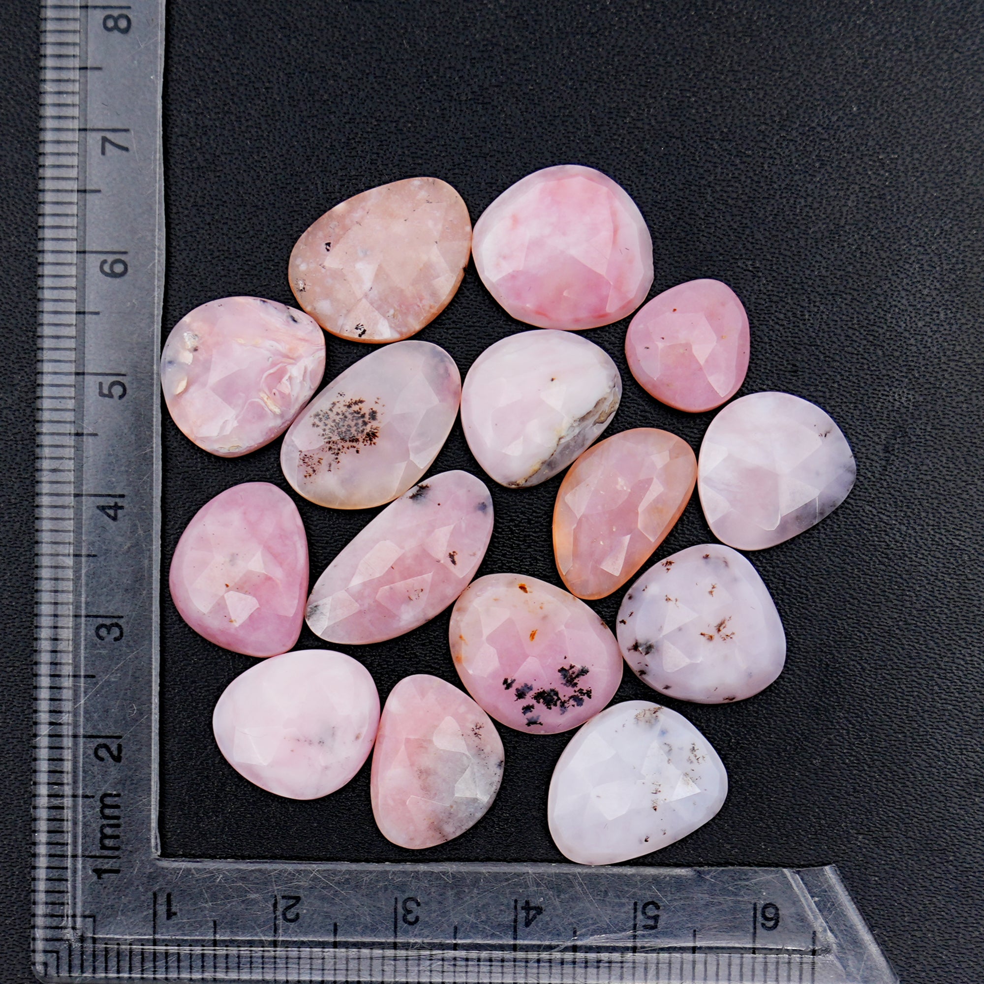 Pink Opal Rose Cut Cabochon | Peruvian Pink Gemstones for Jewelry Making - 15 pieces