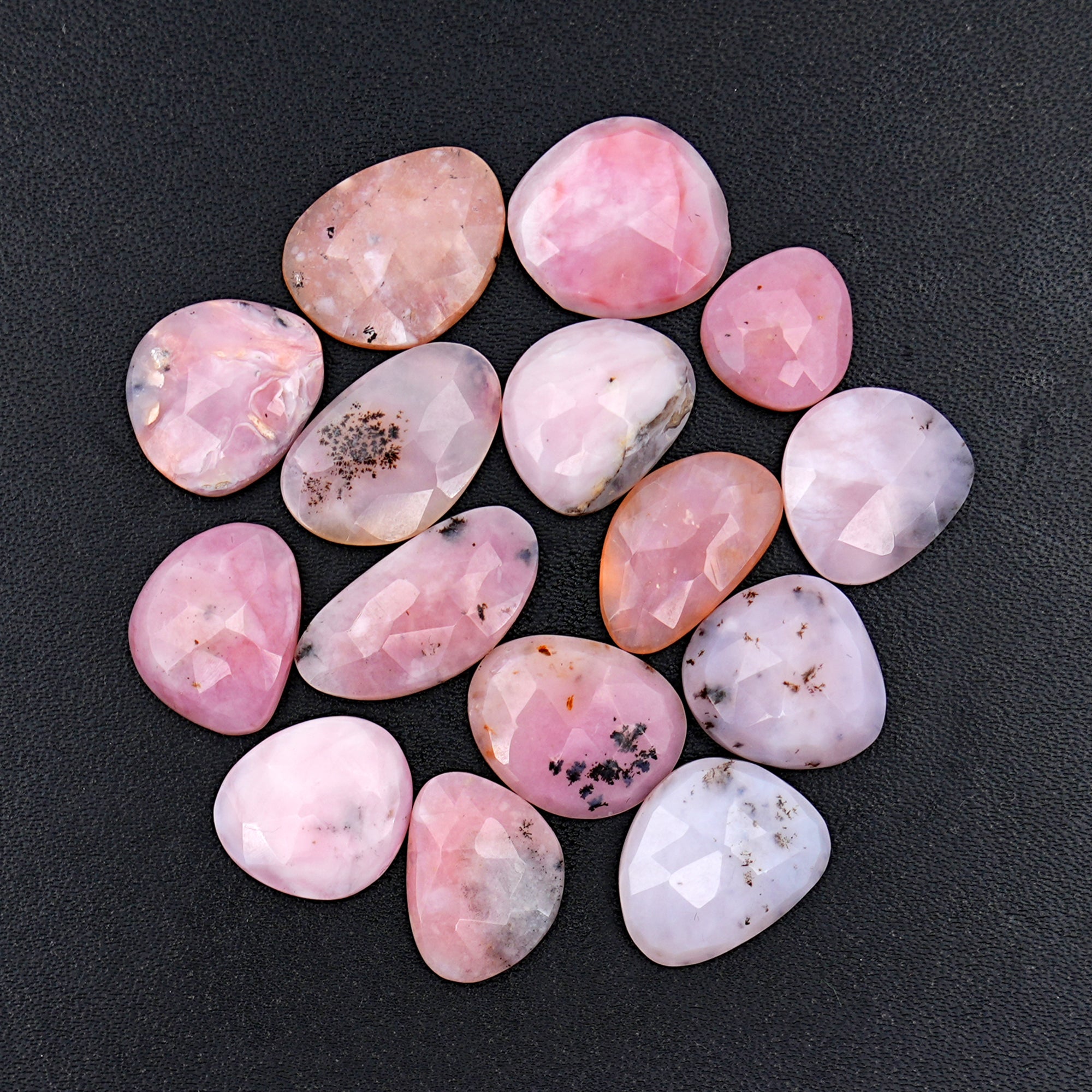 Pink Opal Rose Cut Cabochon | Peruvian Pink Gemstones for Jewelry Making - 15 pieces