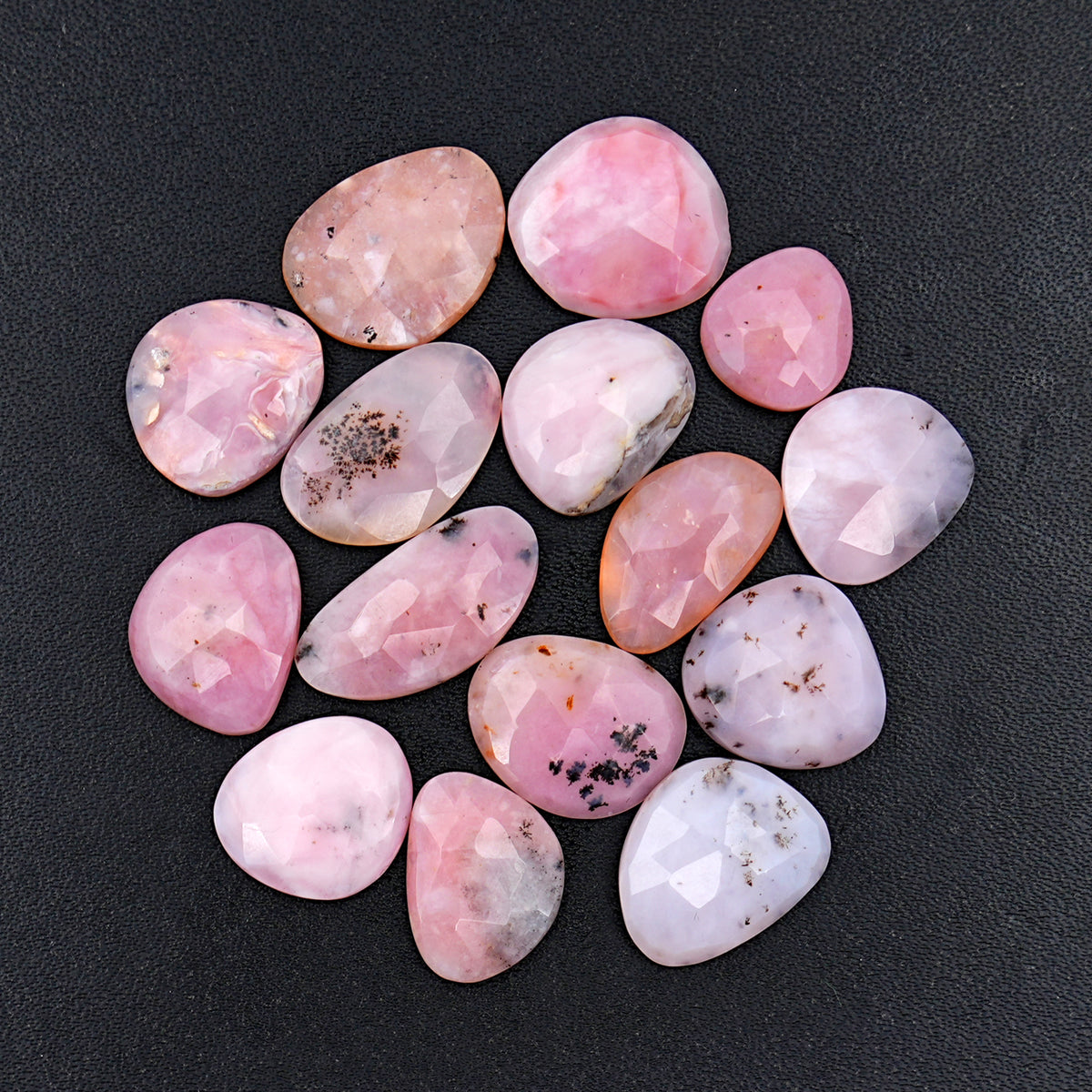 Pink Opal Rose Cut Cabochon | Peruvian Pink Gemstones for Jewelry Making - 15 pieces