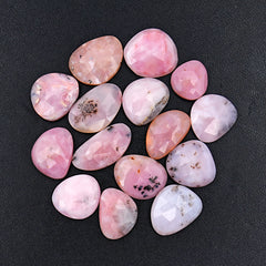 Pink Opal Rose Cut Cabochon | Peruvian Pink Gemstones for Jewelry Making - 15 pieces
