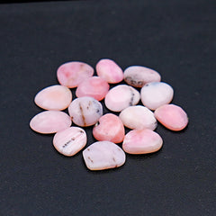 Pink Opal Rose Cut Gemstones | Peruvian Pink Cabochon for Jewelry Making - 15 pieces