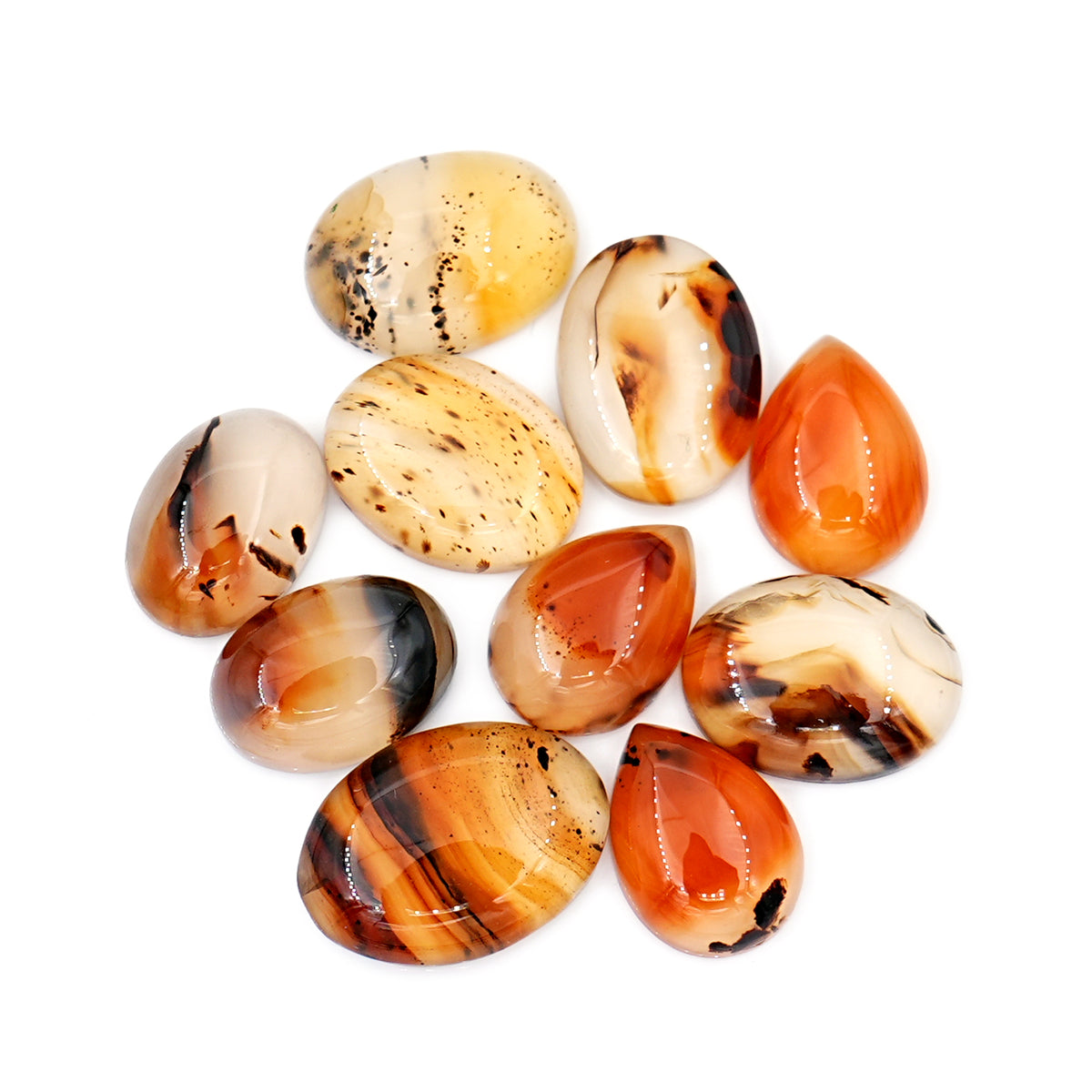 Natural Montana Agate Gemstones | Smooth Cabochons For Jewelry Making - 10 Pieces