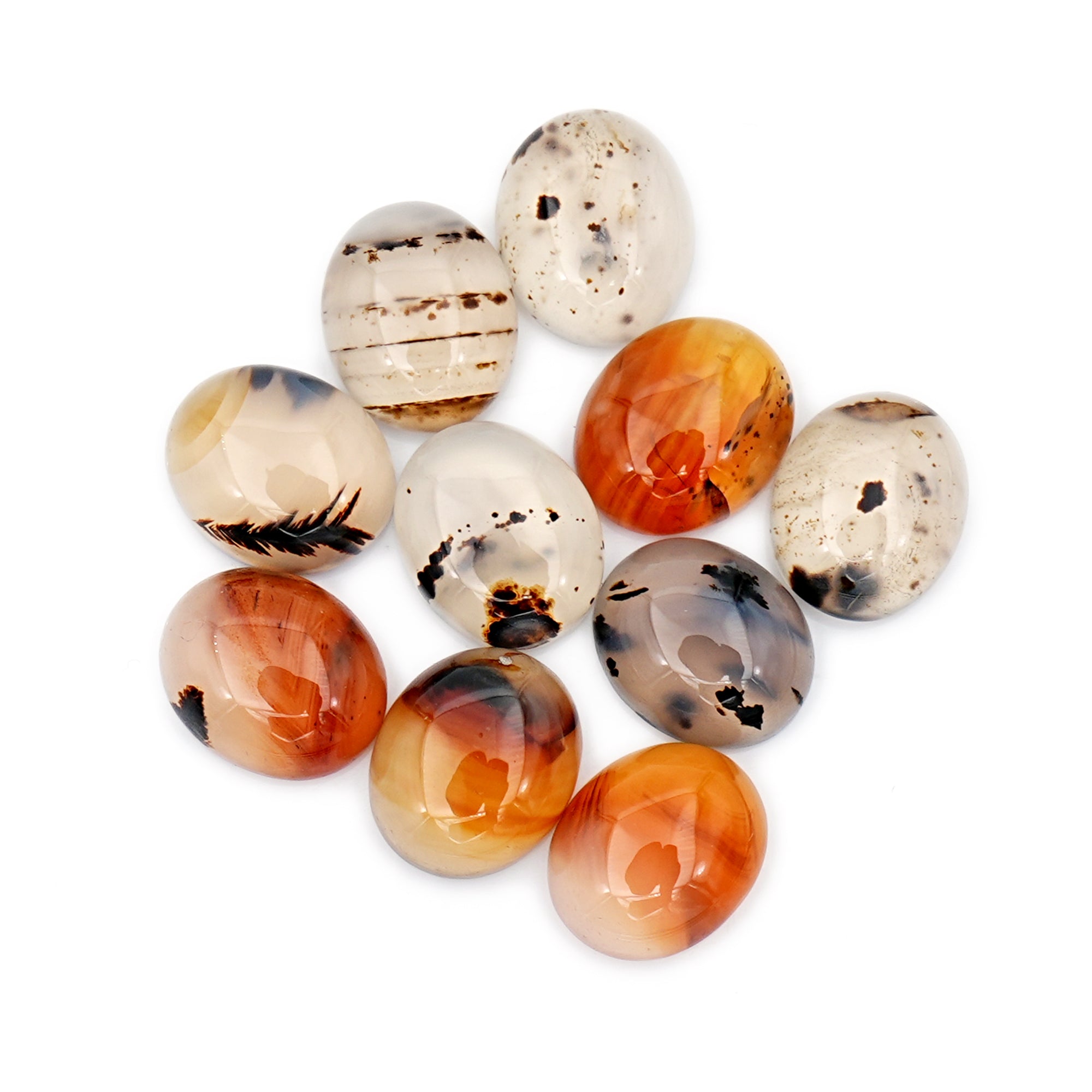 Oval Montana Agate Natural Gemstones | Smooth Cabochons For Jewelry Making - 10 Pieces