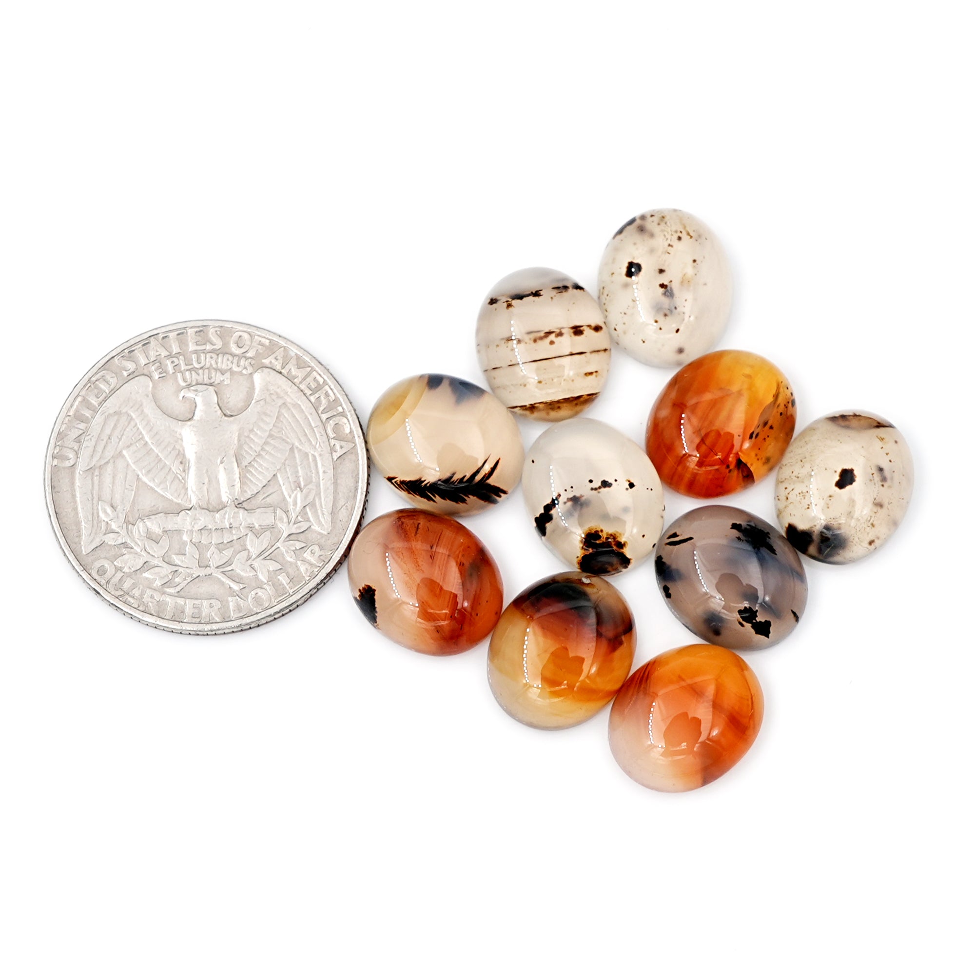 Oval Montana Agate Natural Gemstones | Smooth Cabochons For Jewelry Making - 10 Pieces