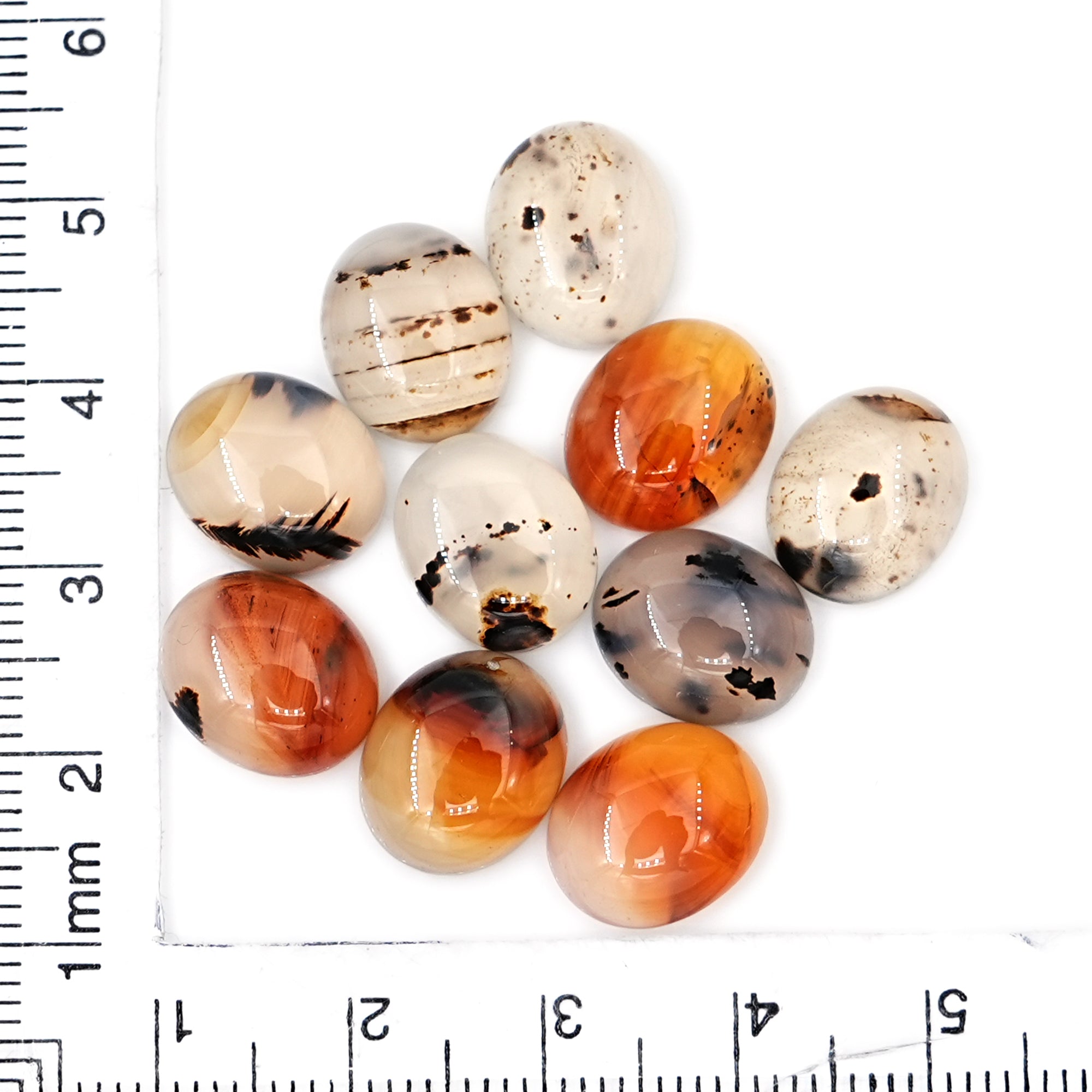 Oval Montana Agate Natural Gemstones | Smooth Cabochons For Jewelry Making - 10 Pieces