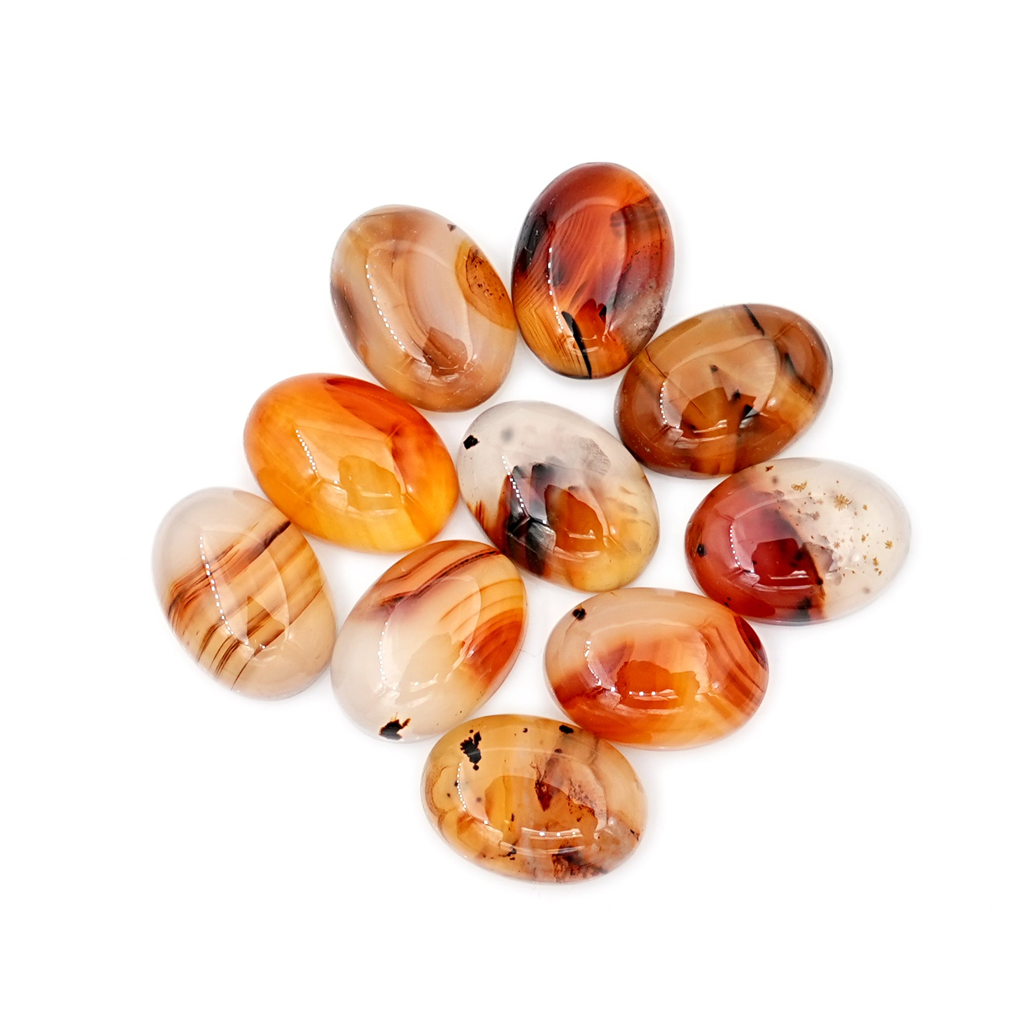 Oval Cut Montana Agate Natural Gemstones | Smooth Cabochon For Jewelry Making - 10 Pieces