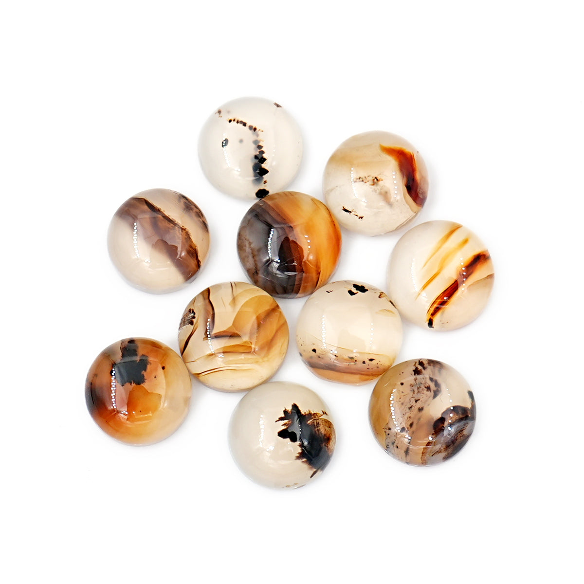 Round Shape Montana Agate Natural Gemstone | Smooth Cabochons For Jewelry Making - 10 Pieces