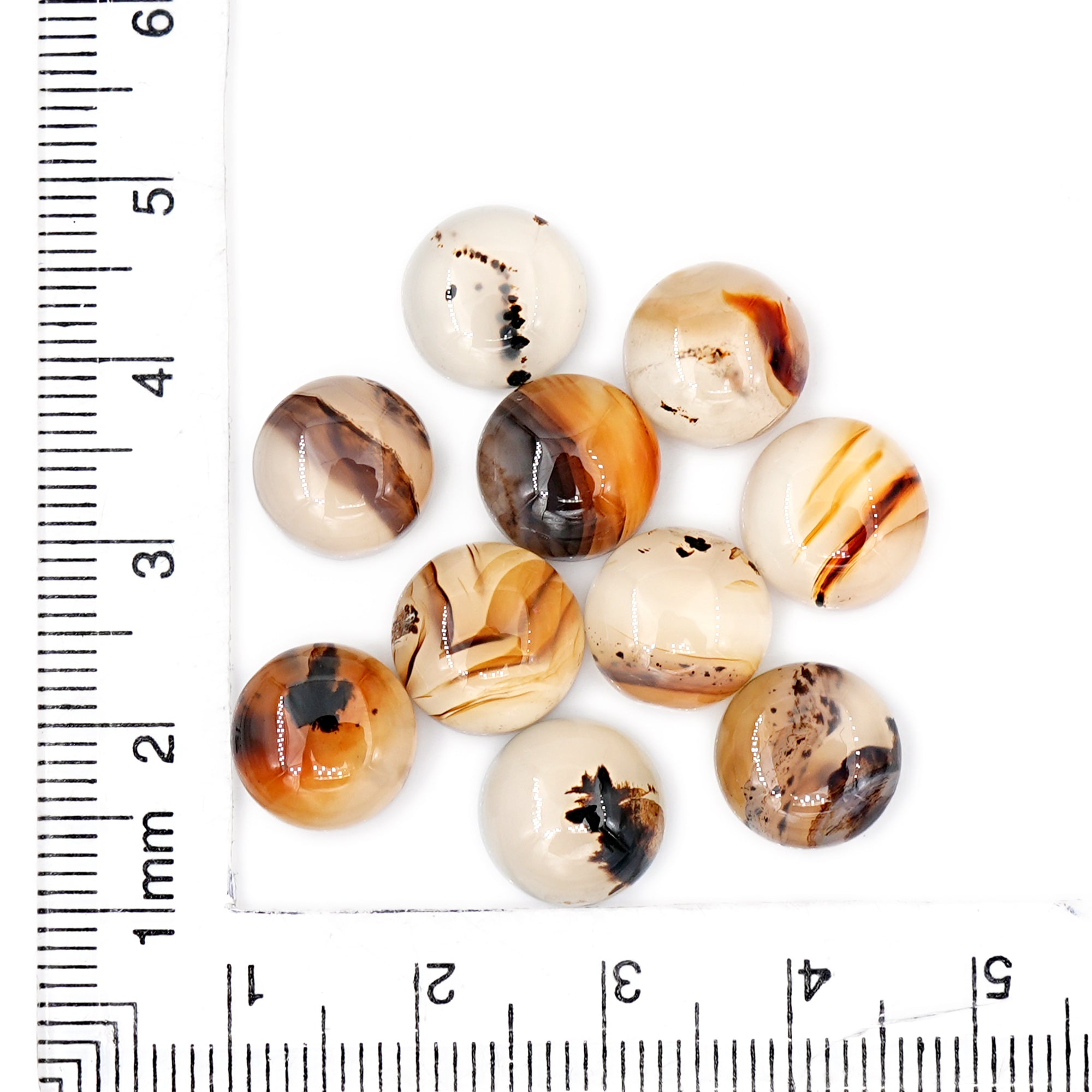 Round Shape Montana Agate Natural Gemstone | Smooth Cabochons For Jewelry Making - 10 Pieces