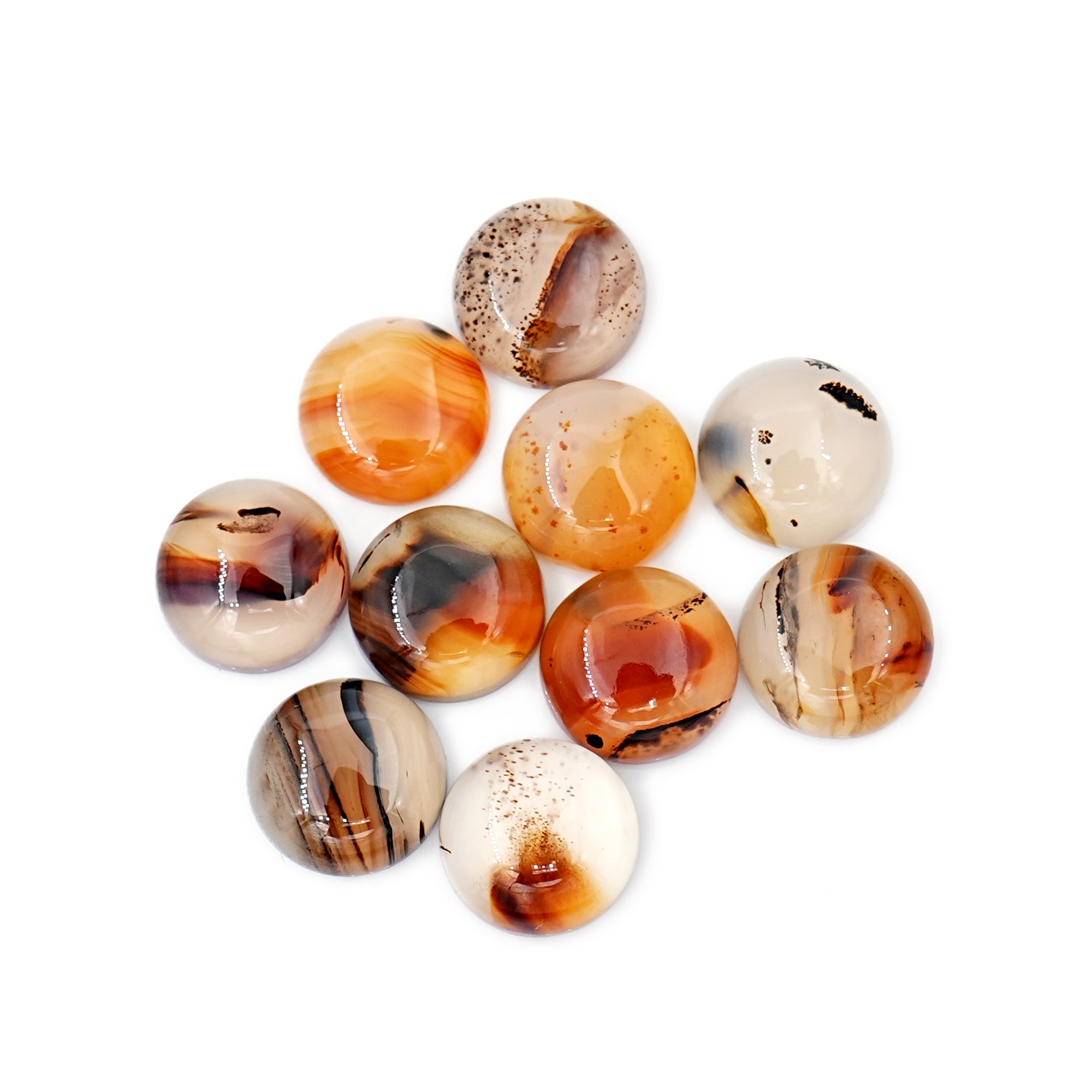 Round Cut Montana Agate Natural Gemstones | Smooth Cabochon For Jewelry Making - 10 Pieces