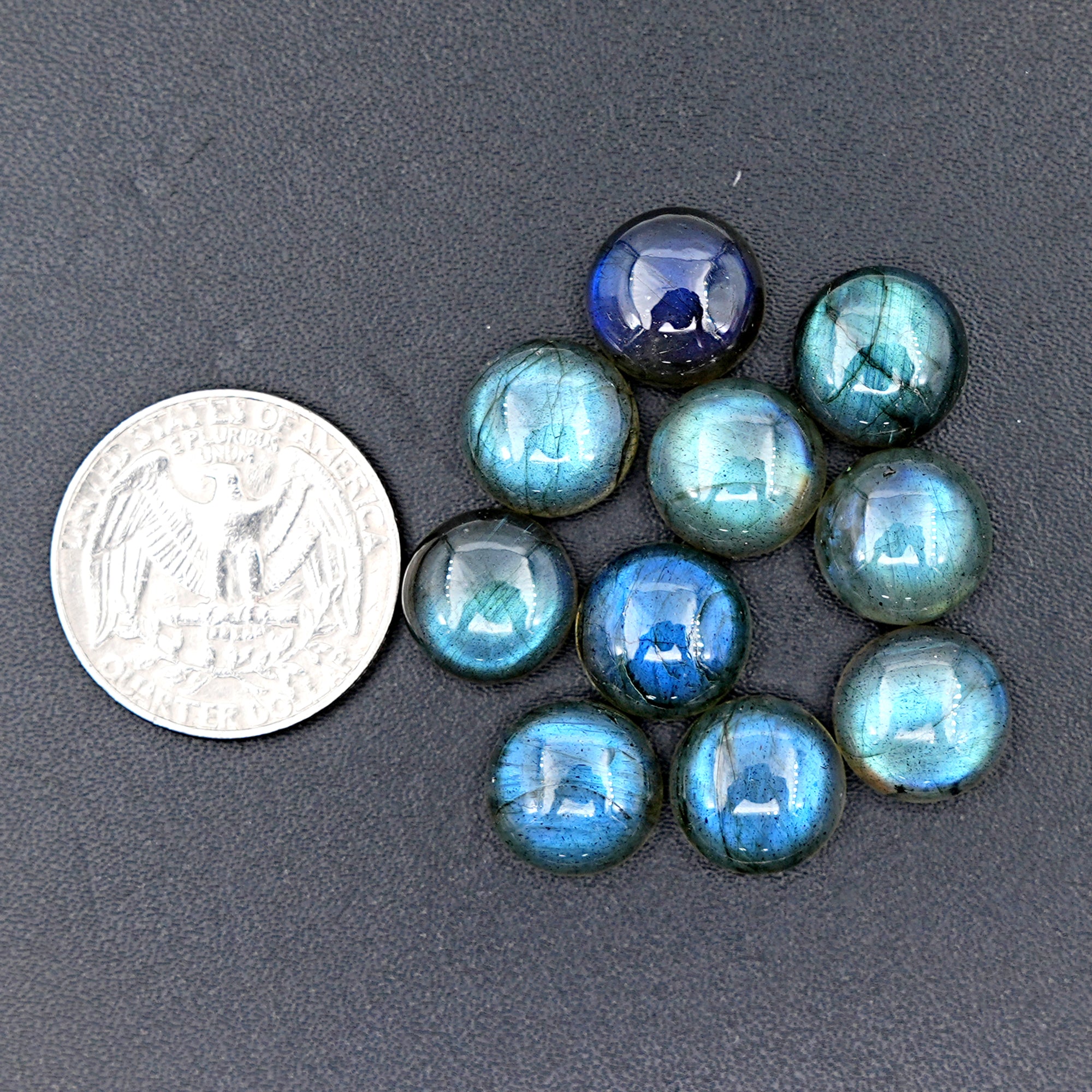 Round Smooth Labradorite Cabochons | Natural Flashy Gemstones for Jewelry Making - 10 Pieces