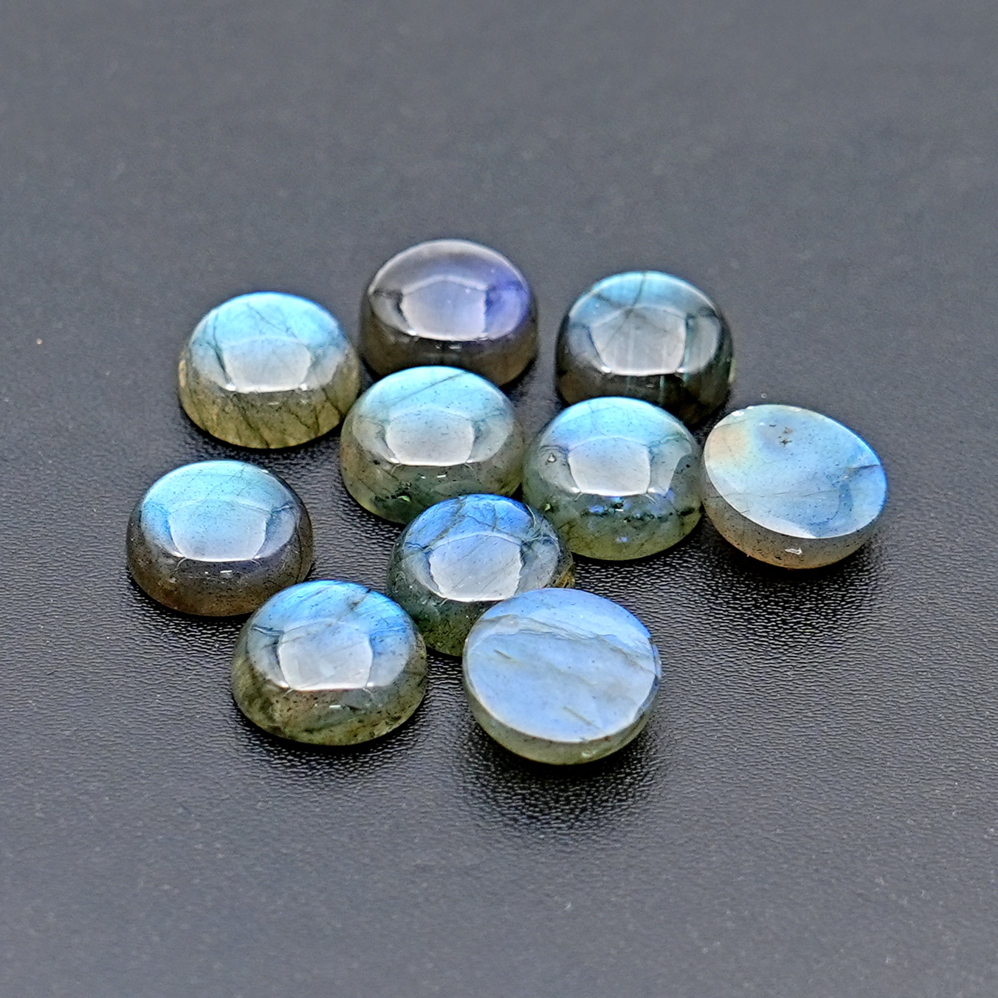 Round Smooth Labradorite Cabochons | Natural Flashy Gemstones for Jewelry Making - 10 Pieces