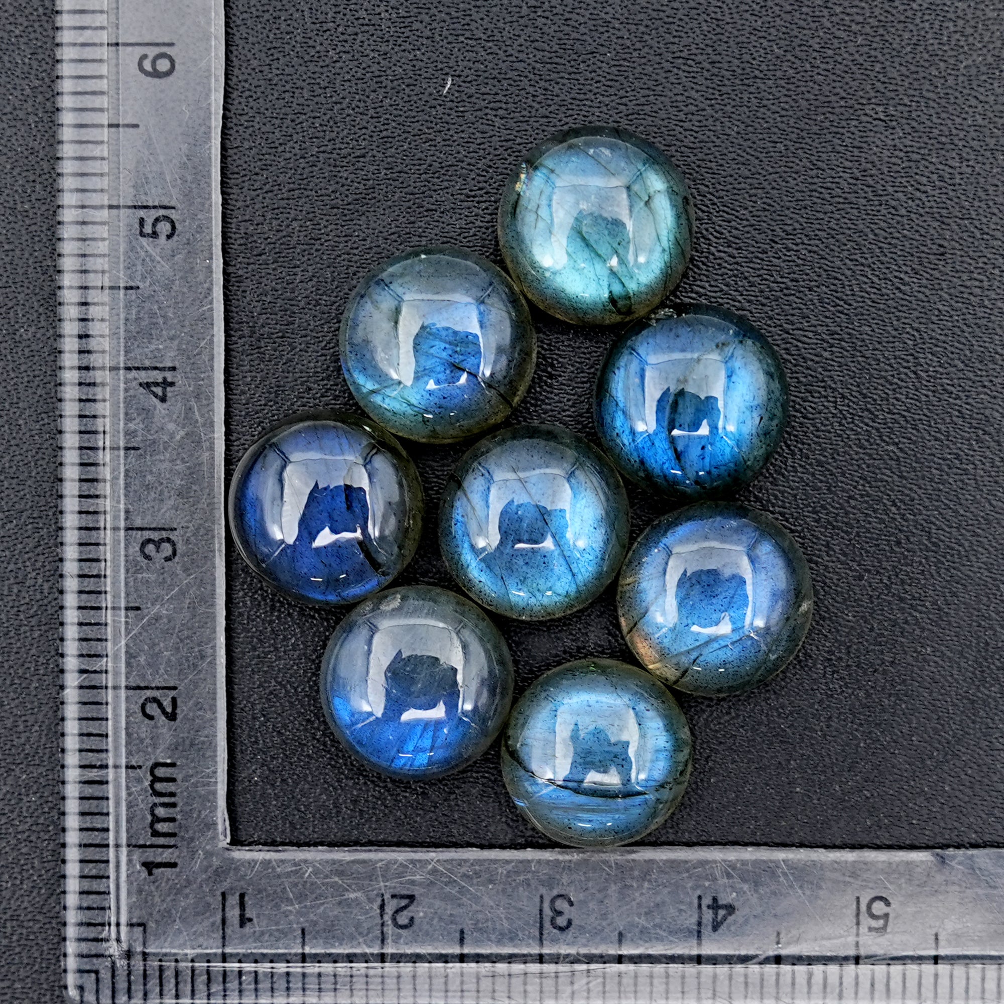 Round Shape Labradorite Smooth Cabochon | Natural Flashy Gemstones for Jewelry Making - 8 Pieces