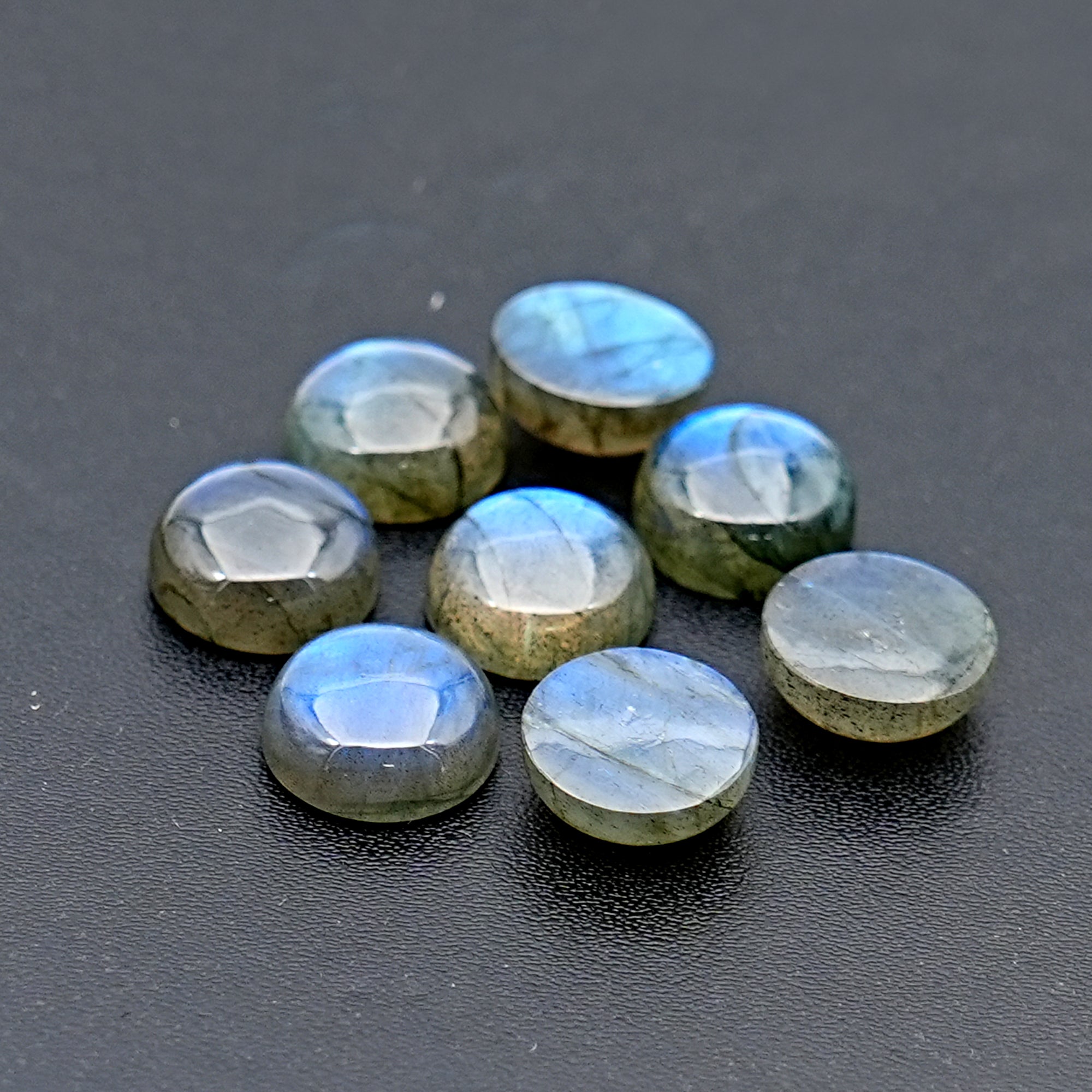 Round Shape Labradorite Smooth Cabochon | Natural Flashy Gemstones for Jewelry Making - 8 Pieces