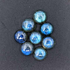 Round Shape Labradorite Smooth Cabochon | Natural Flashy Gemstones for Jewelry Making - 8 Pieces