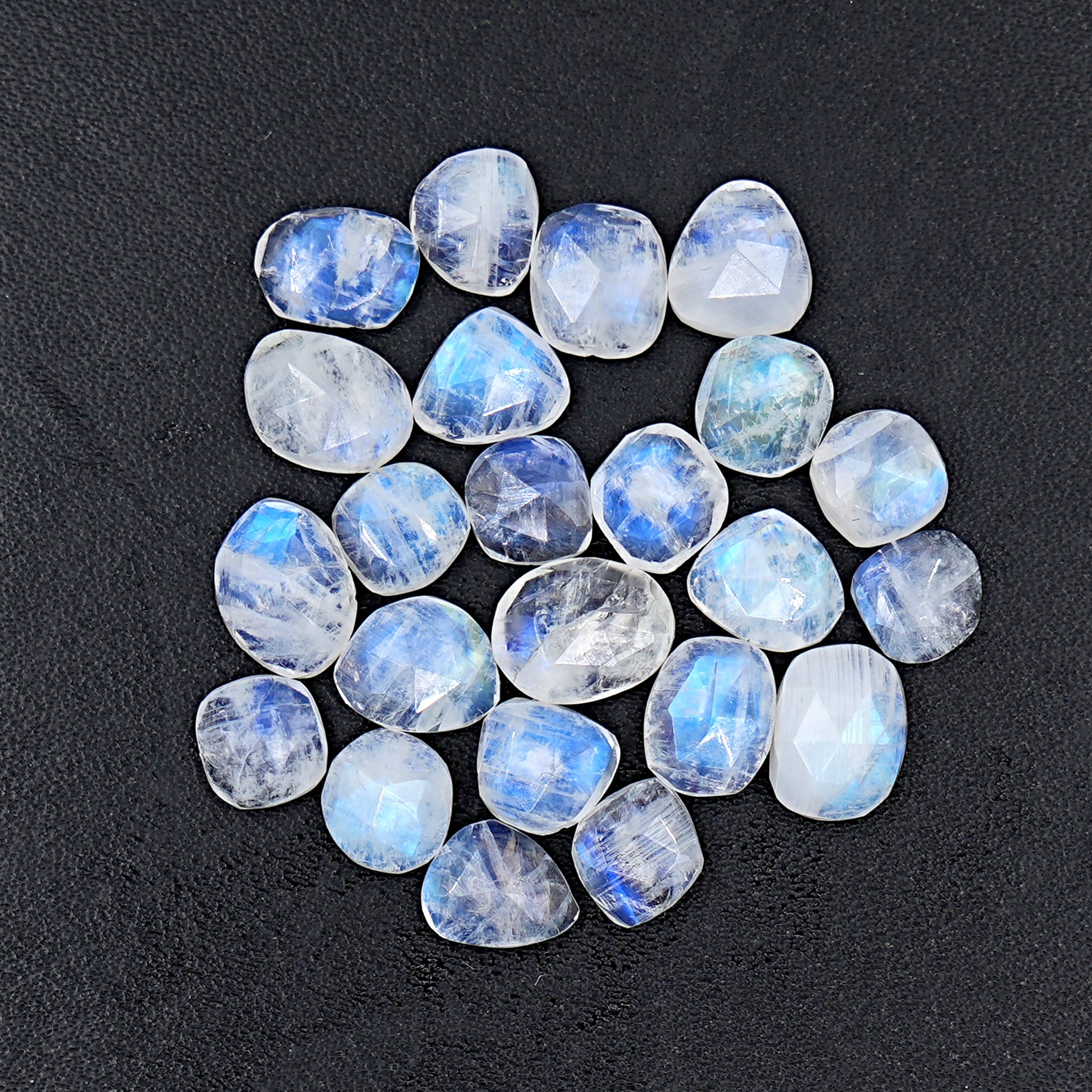 Rainbow Moonstone Cabochon | Freefrom Rose Cut Gemstone For Jewelry Making - 23 Pieces
