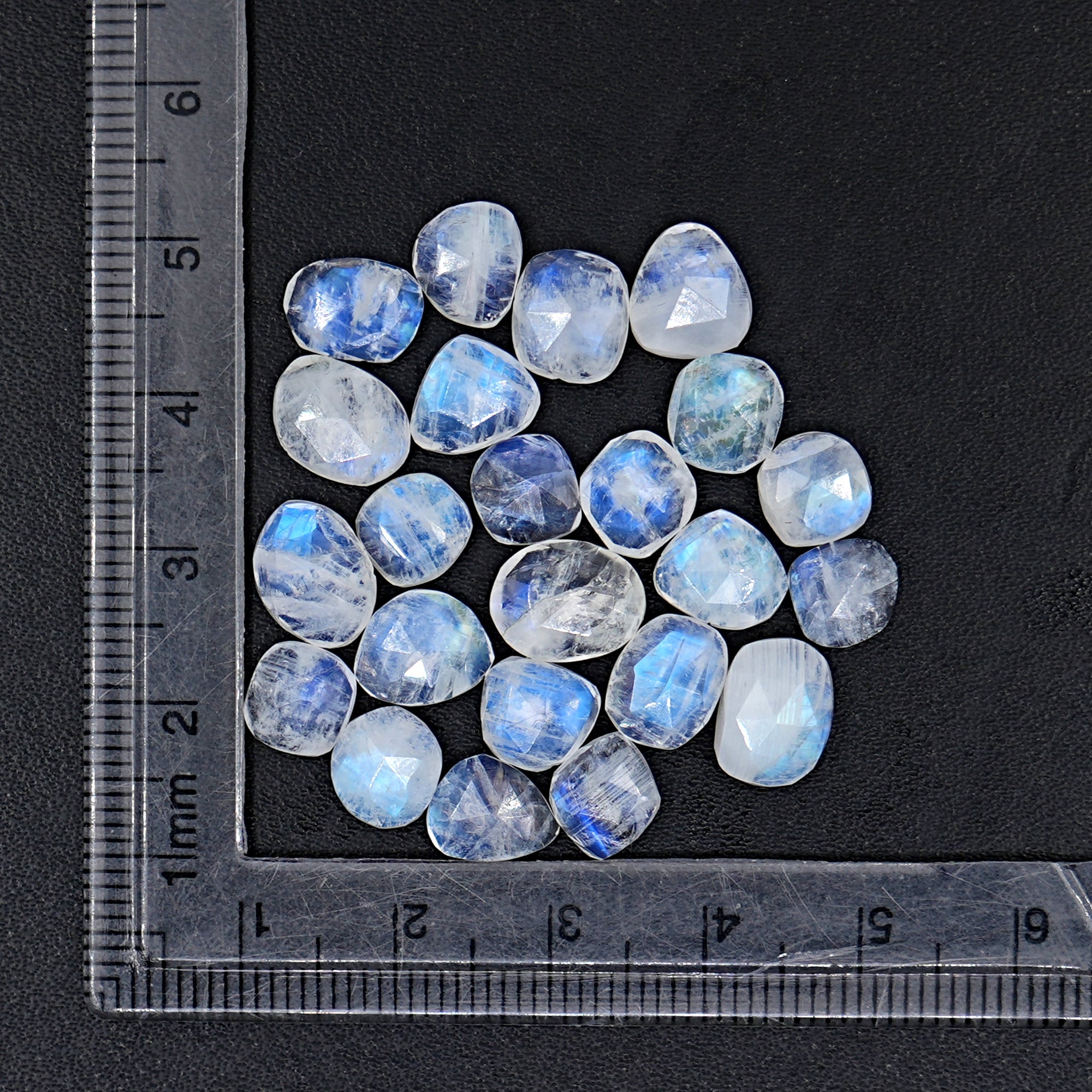 Rainbow Moonstone Cabochon | Freefrom Rose Cut Gemstone For Jewelry Making - 23 Pieces
