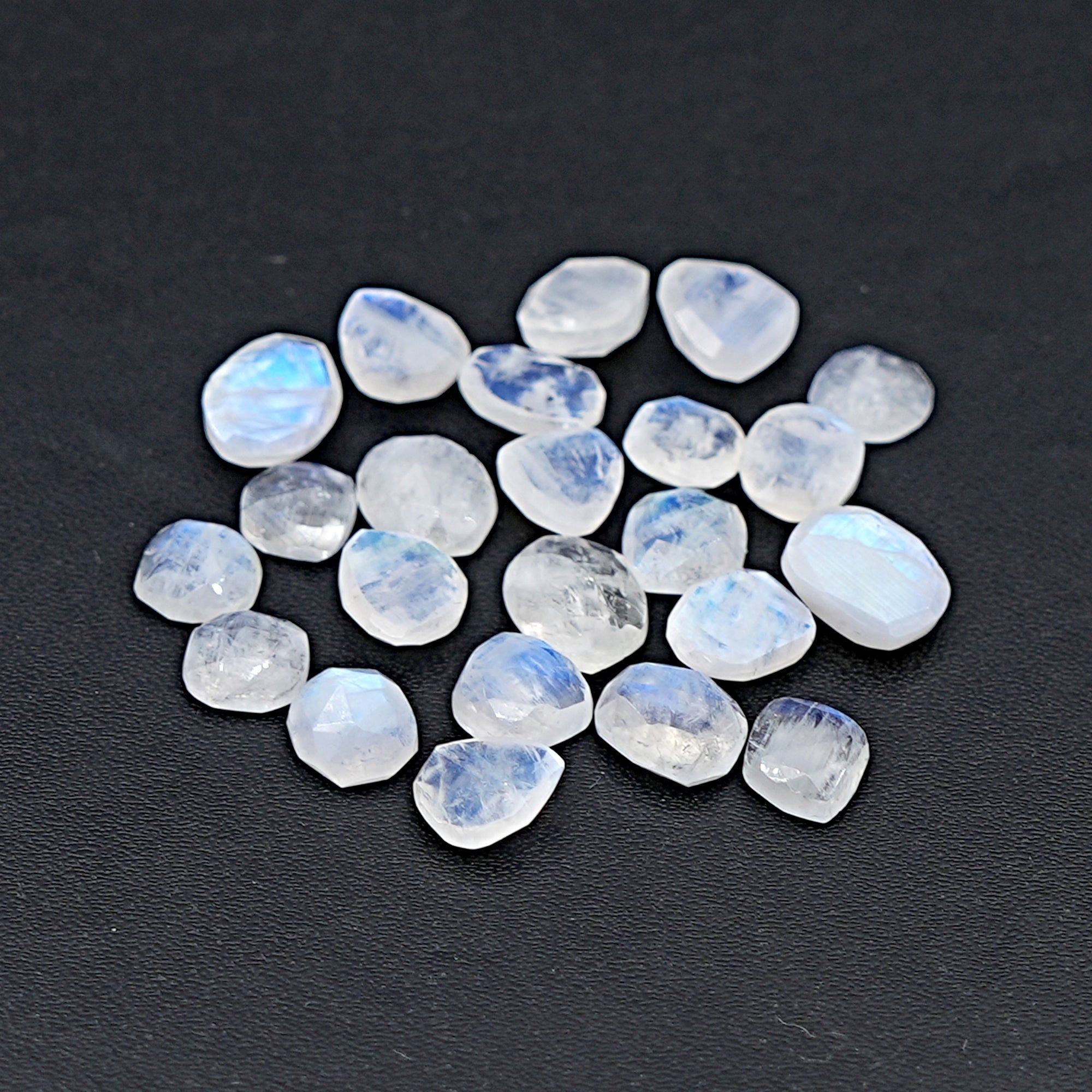 Rainbow Moonstone Cabochon | Freefrom Rose Cut Gemstone For Jewelry Making - 23 Pieces