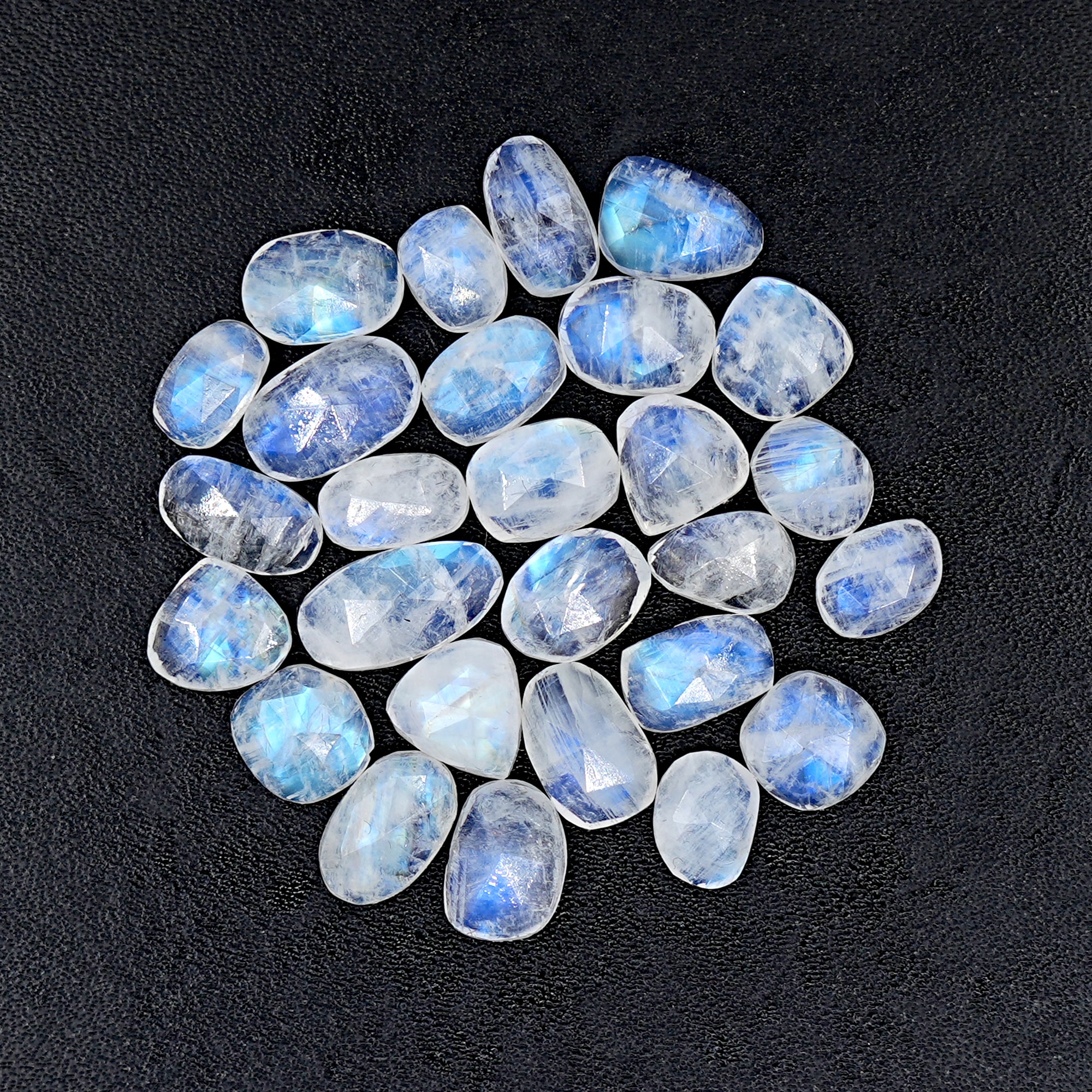 Rainbow Moonstone Rose Cut Cabochon | Freefrom Gemstone For Jewelry Making - 27 Pieces