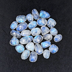 Rainbow Moonstone Rose Cut Cabochon | Freefrom Gemstone For Jewelry Making - 27 Pieces