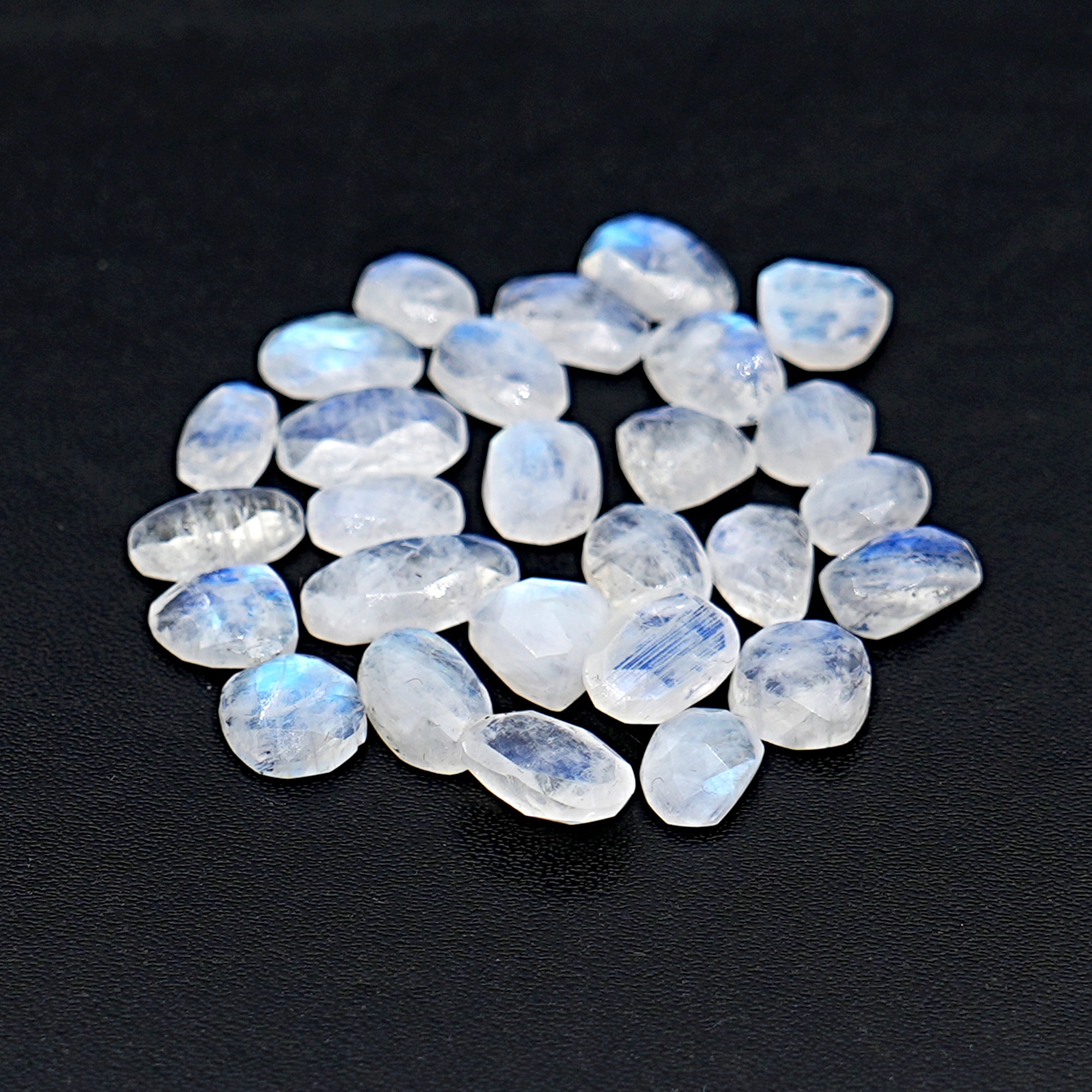 Rainbow Moonstone Rose Cut Cabochon | Freefrom Gemstone For Jewelry Making - 27 Pieces
