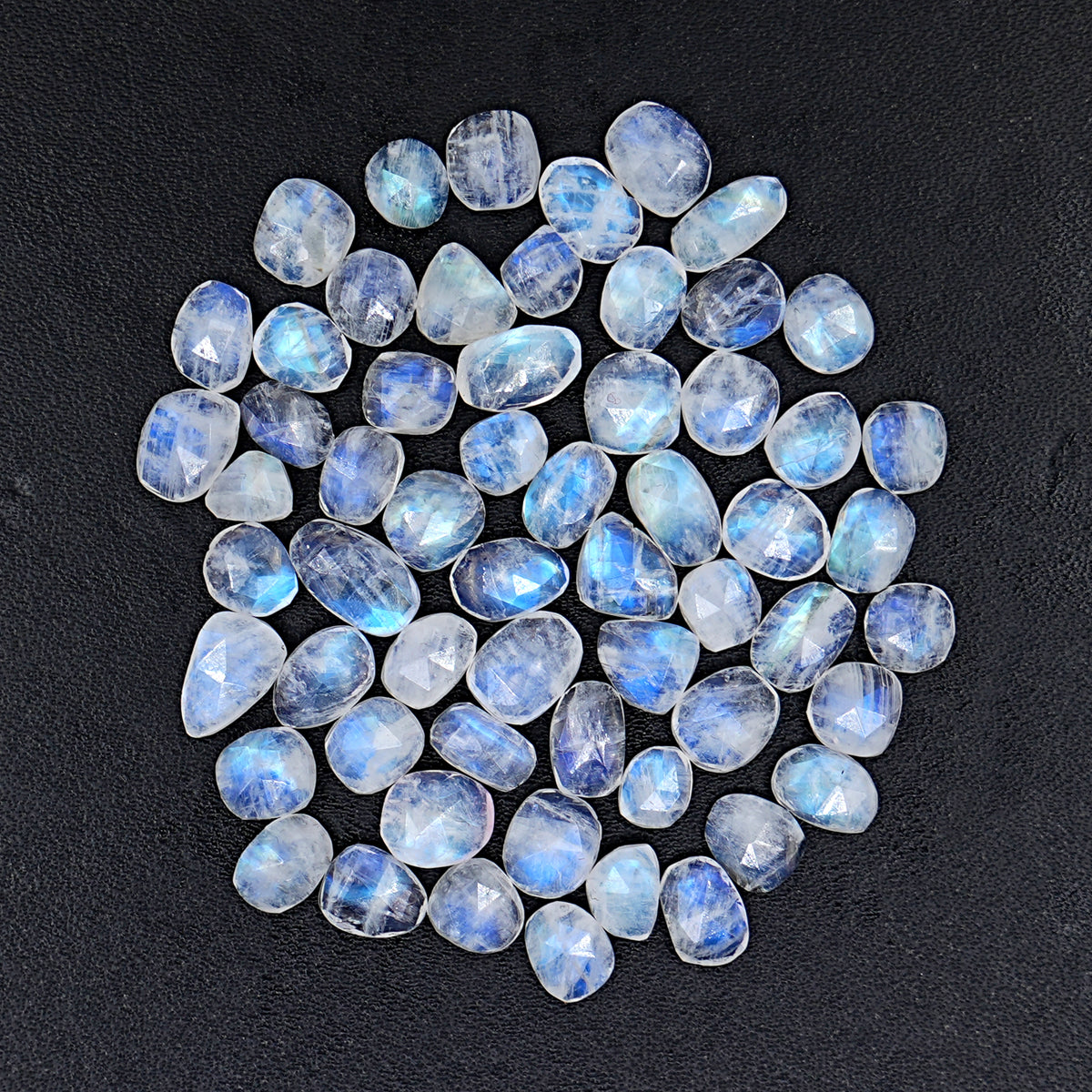 Rose Cut Rainbow Moonstone Cabochon | Freefrom Stones For Jewelry Making - 60 Pieces