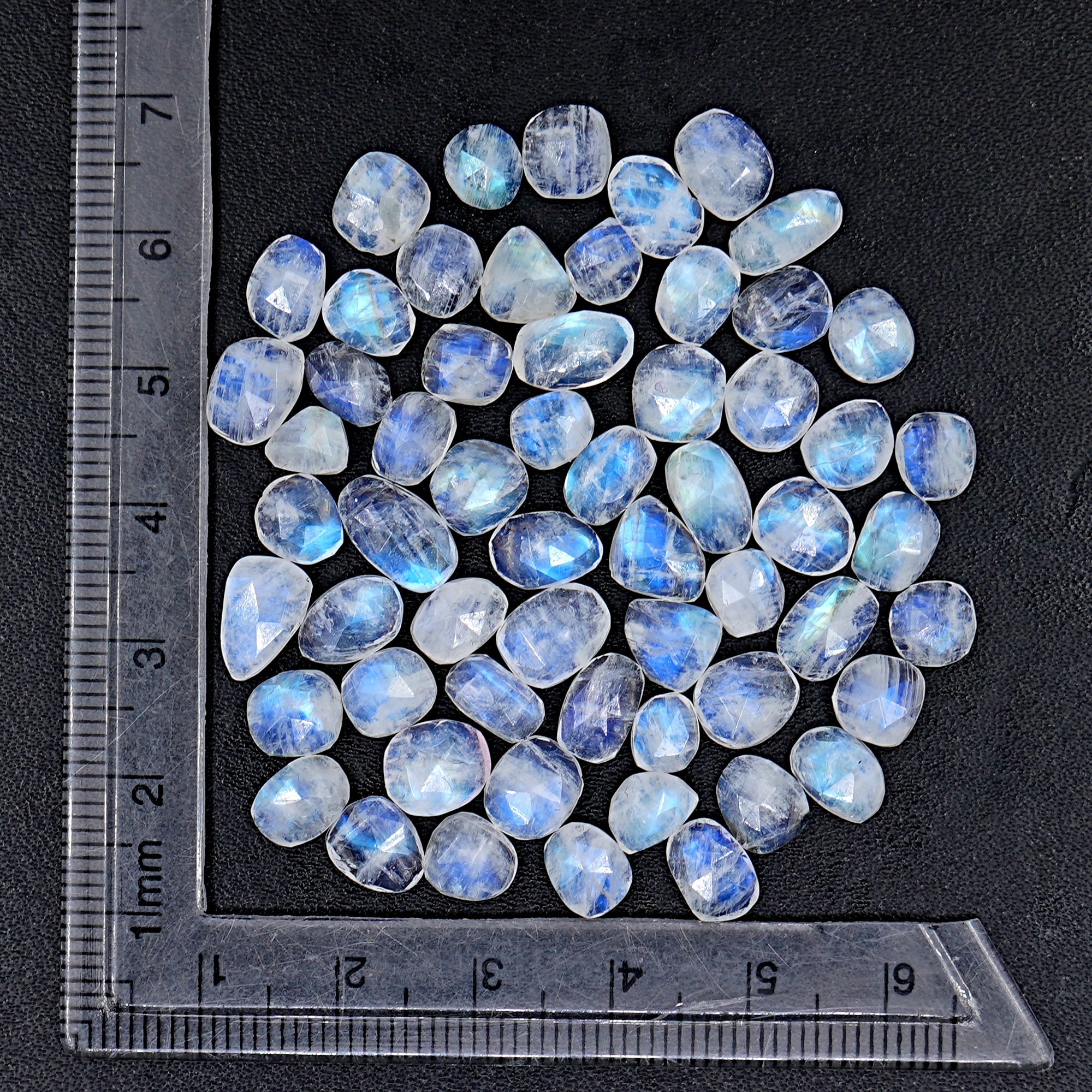 Rose Cut Rainbow Moonstone Cabochon | Freefrom Stones For Jewelry Making - 60 Pieces
