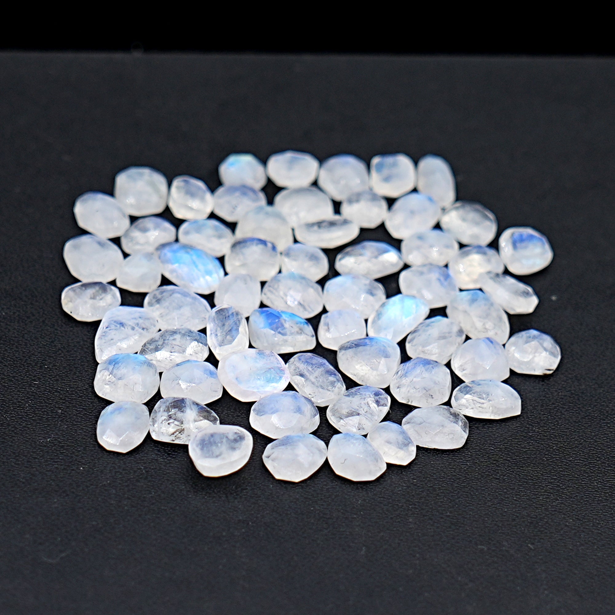 Rose Cut Rainbow Moonstone Cabochon | Freefrom Stones For Jewelry Making - 60 Pieces