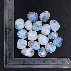 Freeform Rainbow Moonstone Cabochon | Rose Cut Gemstone For Jewelry Making - 17 Pieces