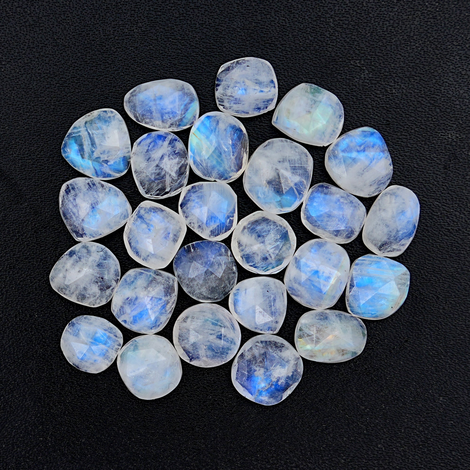 Rose Cut Rainbow Moonstone Cabochons | Freefrom Gemstone For Jewelry Making - 25 Pieces