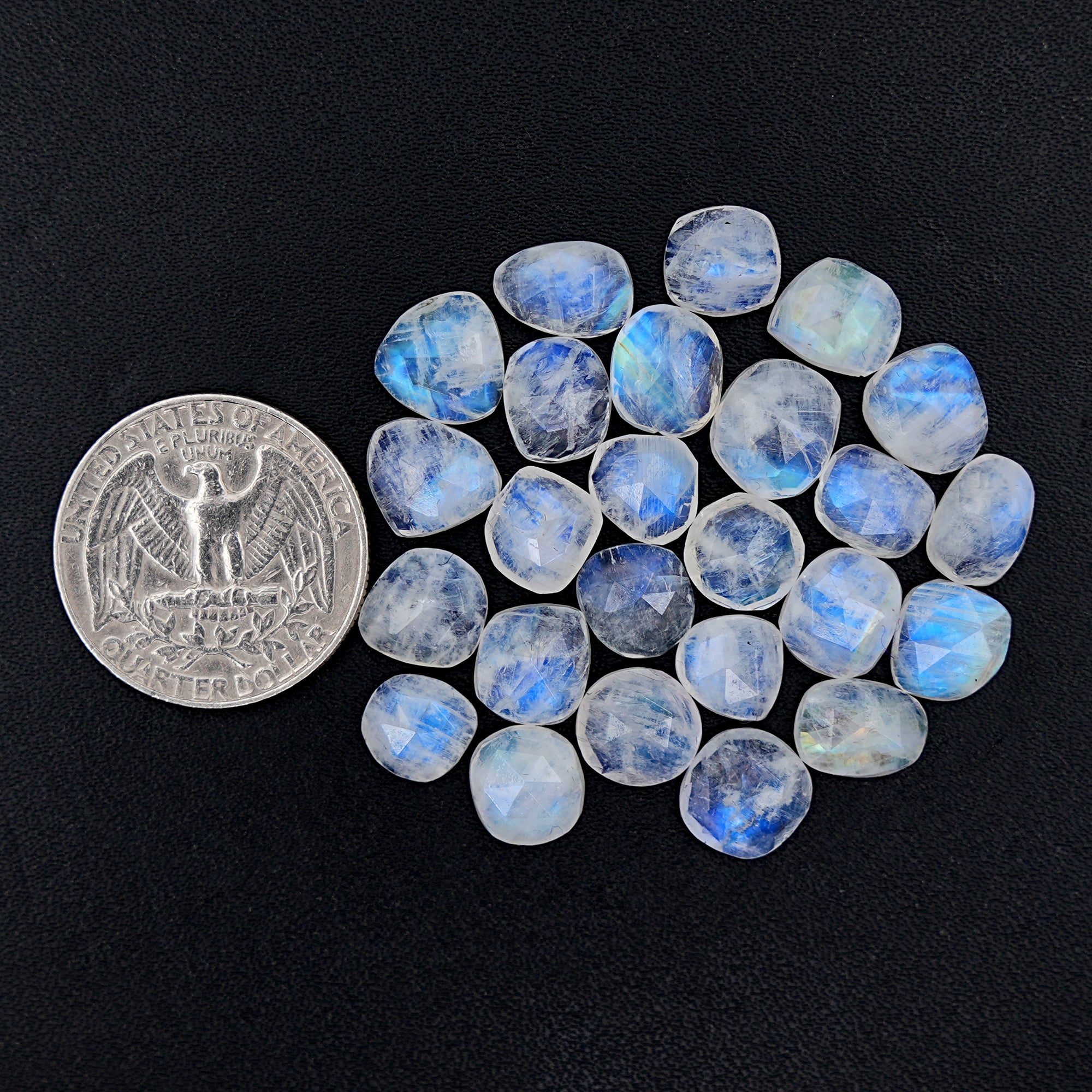 Rose Cut Rainbow Moonstone Cabochons | Freefrom Gemstone For Jewelry Making - 25 Pieces