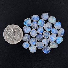 Rose Cut Rainbow Moonstone Cabochons | Freefrom Gemstone For Jewelry Making - 25 Pieces