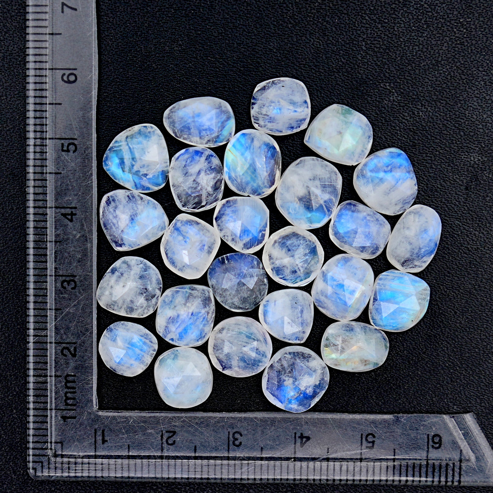 Rose Cut Rainbow Moonstone Cabochons | Freefrom Gemstone For Jewelry Making - 25 Pieces