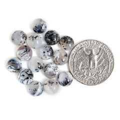 Dendritic Agate Cabochons | Natural Flatback Loose Gemstones For Jewelry Making - 15 Pieces