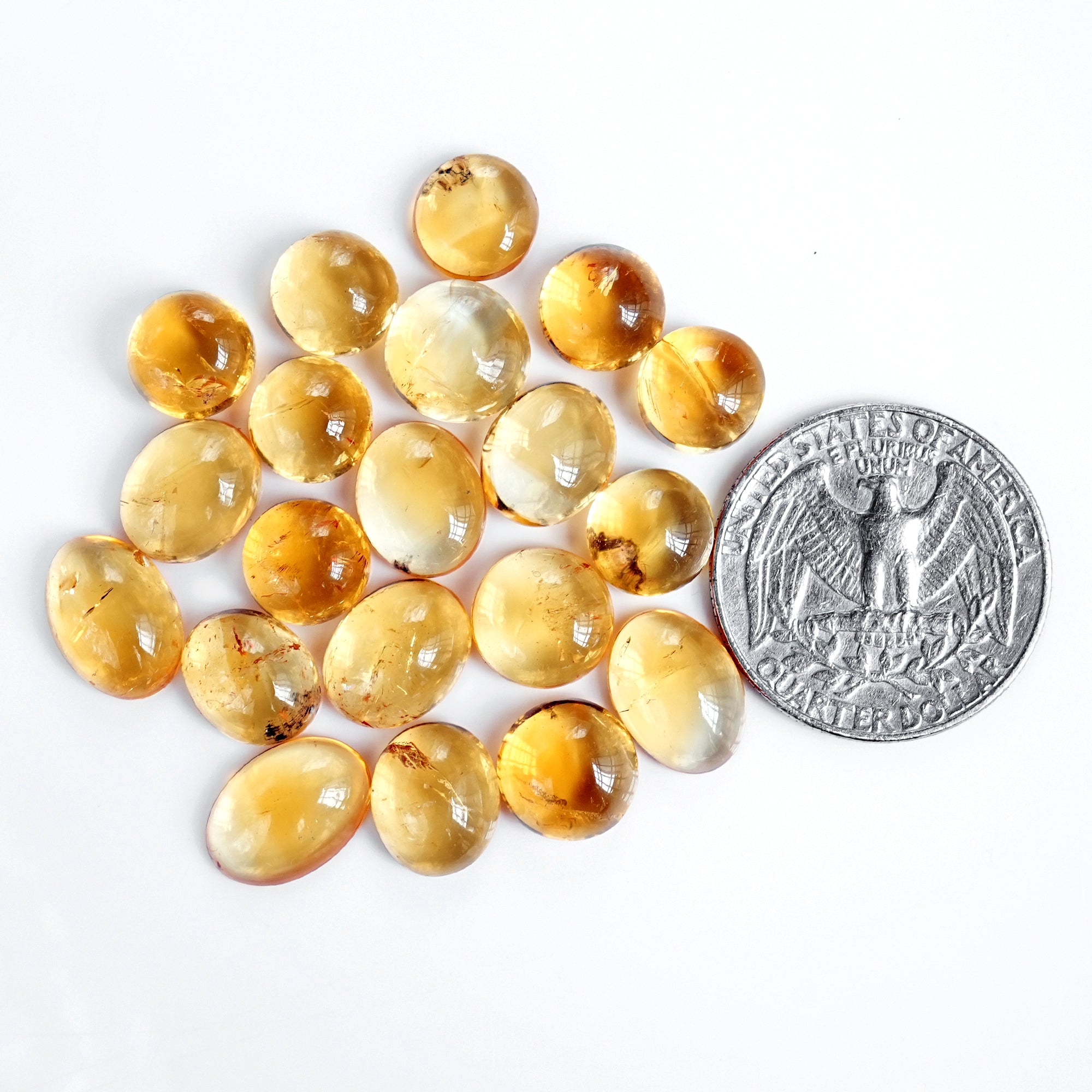 Natural Citrine Cabochons | Natural Flatback Loose Gemstones for Jewelry Making - 20 Pieces