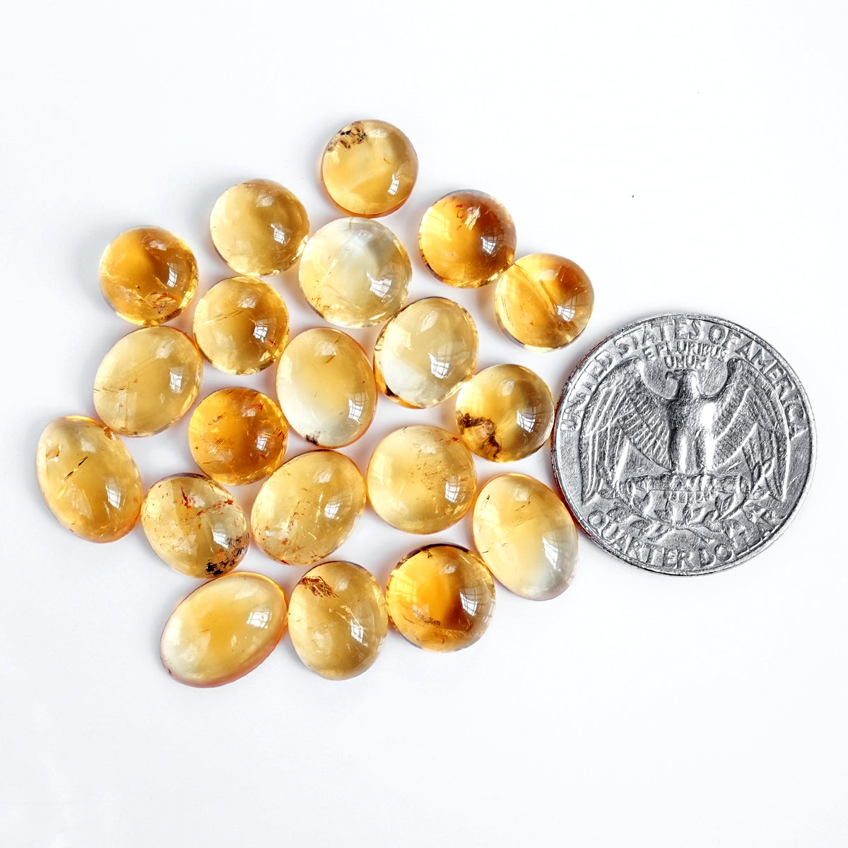 Natural Citrine Cabochons | Natural Flatback Loose Gemstones for Jewelry Making - 20 Pieces