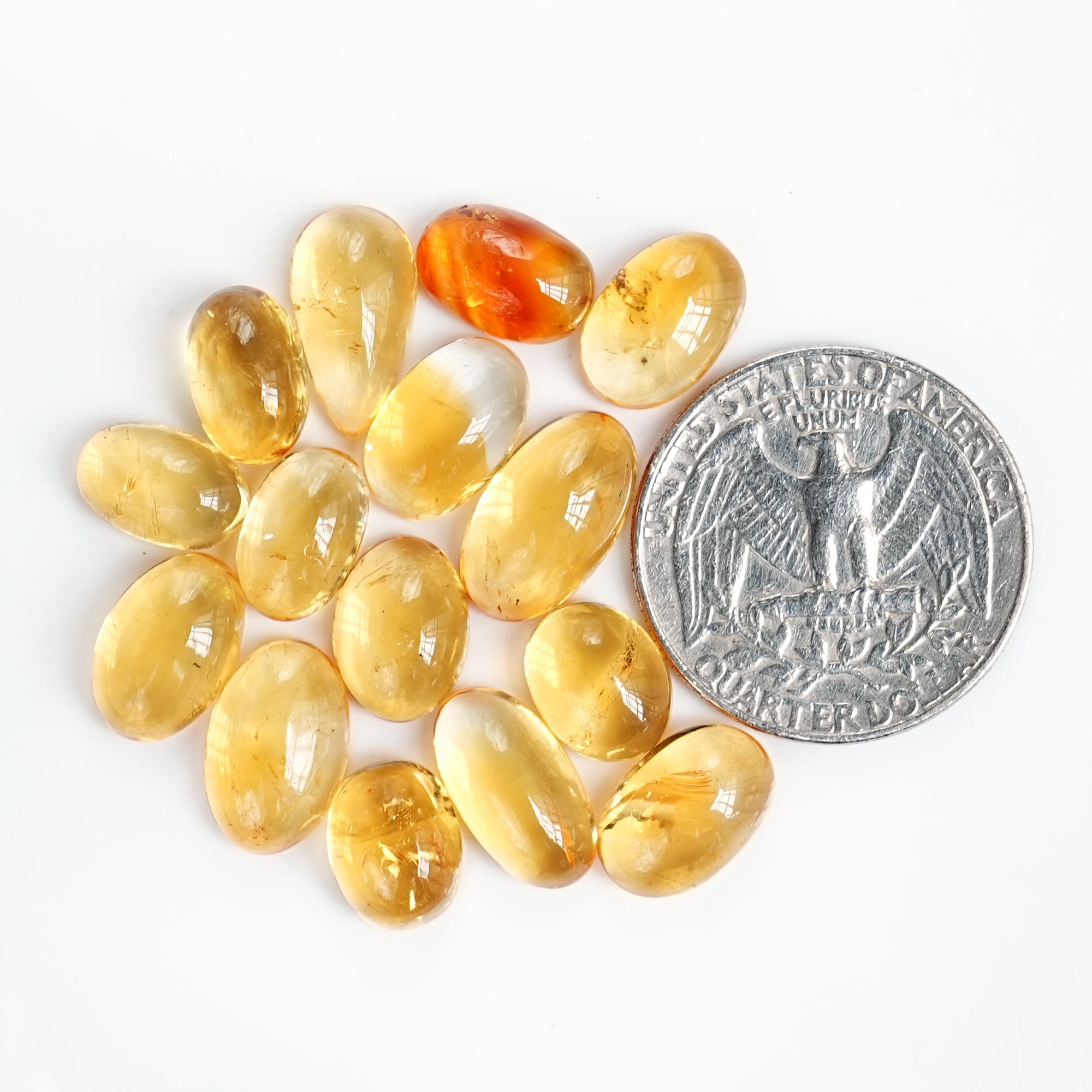 Natural Citrine Cabochon | Natural Flatback Loose Gemstones for Jewelry Making - 20 Pieces