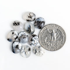 Dendritic Agate Cabochons | Natural Flatback Loose Gemstones For Jewelry Making - 10 Pieces