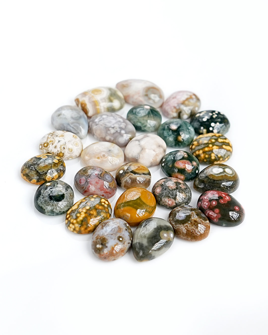 Ocean Jasper Cabochons Freeform | Natural Gemstones for Jewelry Making - 25 Pieces