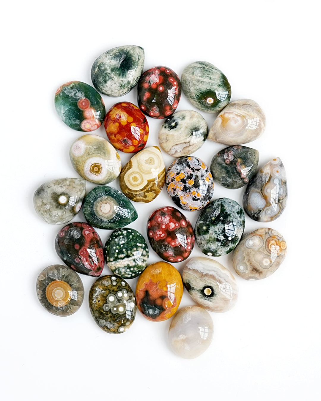 Ocean Jasper Cabochons Freeform | Natural Gemstones for Jewelry Making - 24 Pieces