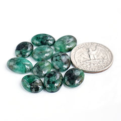 Lush Green Emerald Smooth Cabochons | Freeform Gemstones for Jewelry Making - 10 Pieces