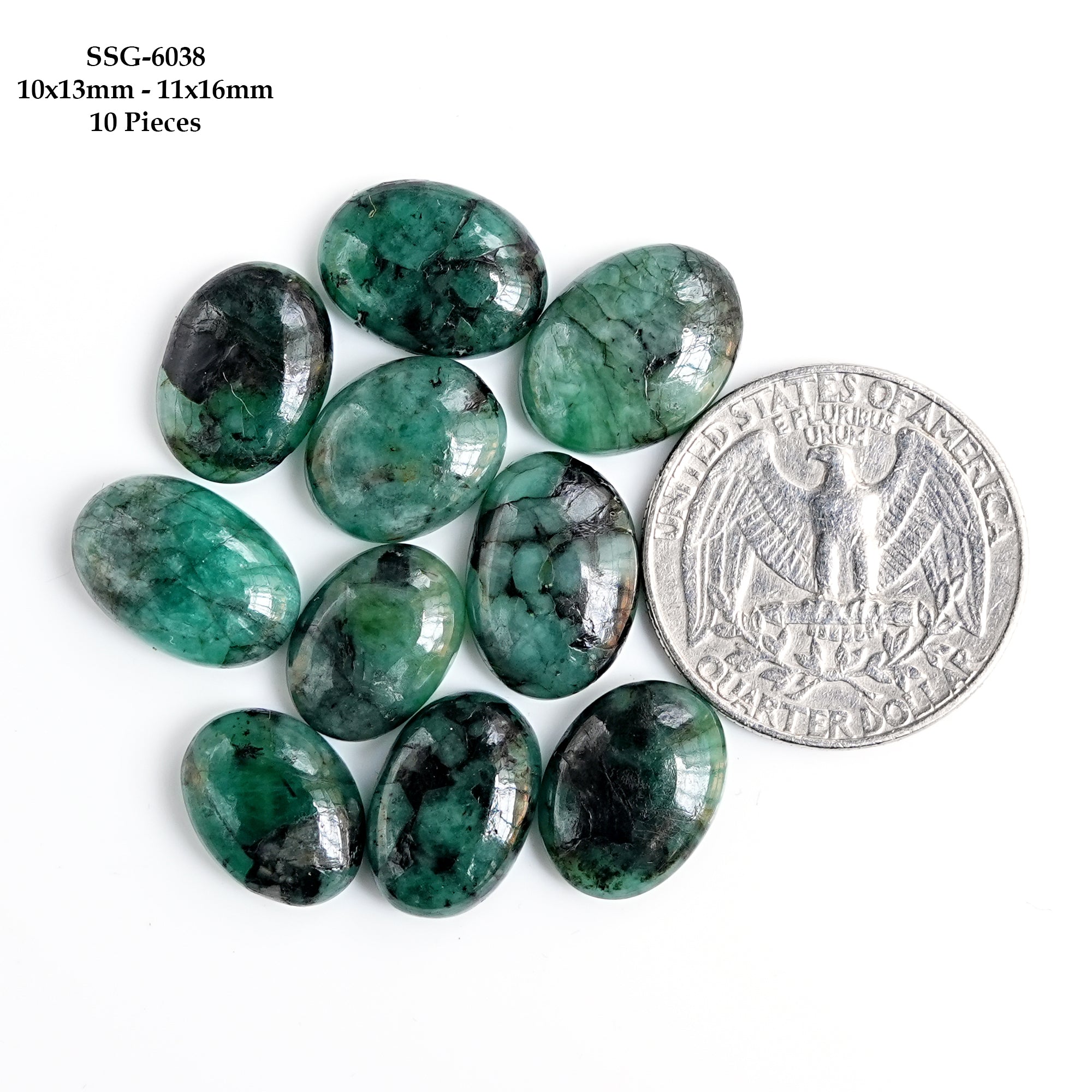 Lush Green Emerald Smooth Cabochons | Freeform Gemstones for Jewelry Making - 10 Pieces