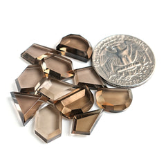Natural Smoky Quartz Steps Cut Faceted Loose Gemstones for Jewelry Making - 11 Pieces