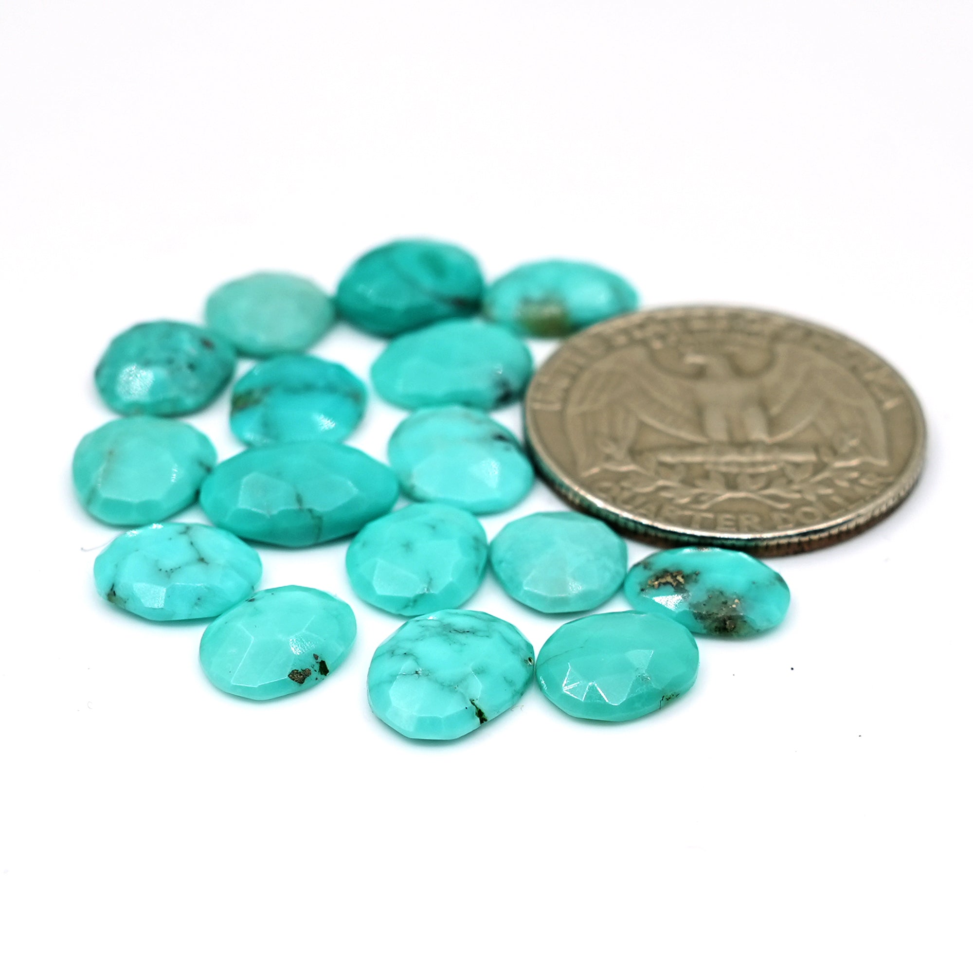 Kingman Turquoise Rose Cut Gemstones | Desert Sky Blue Freeform Cabochons - 16 Pieces