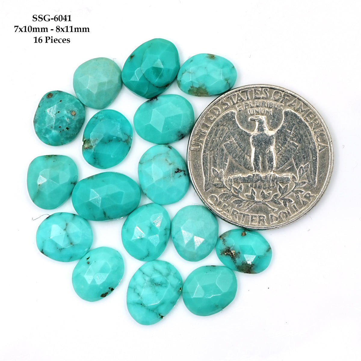 Kingman Turquoise Rose Cut Gemstones | Desert Sky Blue Freeform Cabochons - 16 Pieces