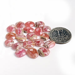 Natural Rhodochrosite Rose Cut Cabochons | Freeform Pink Gemstones for Jewelry Making - 20 Pieces