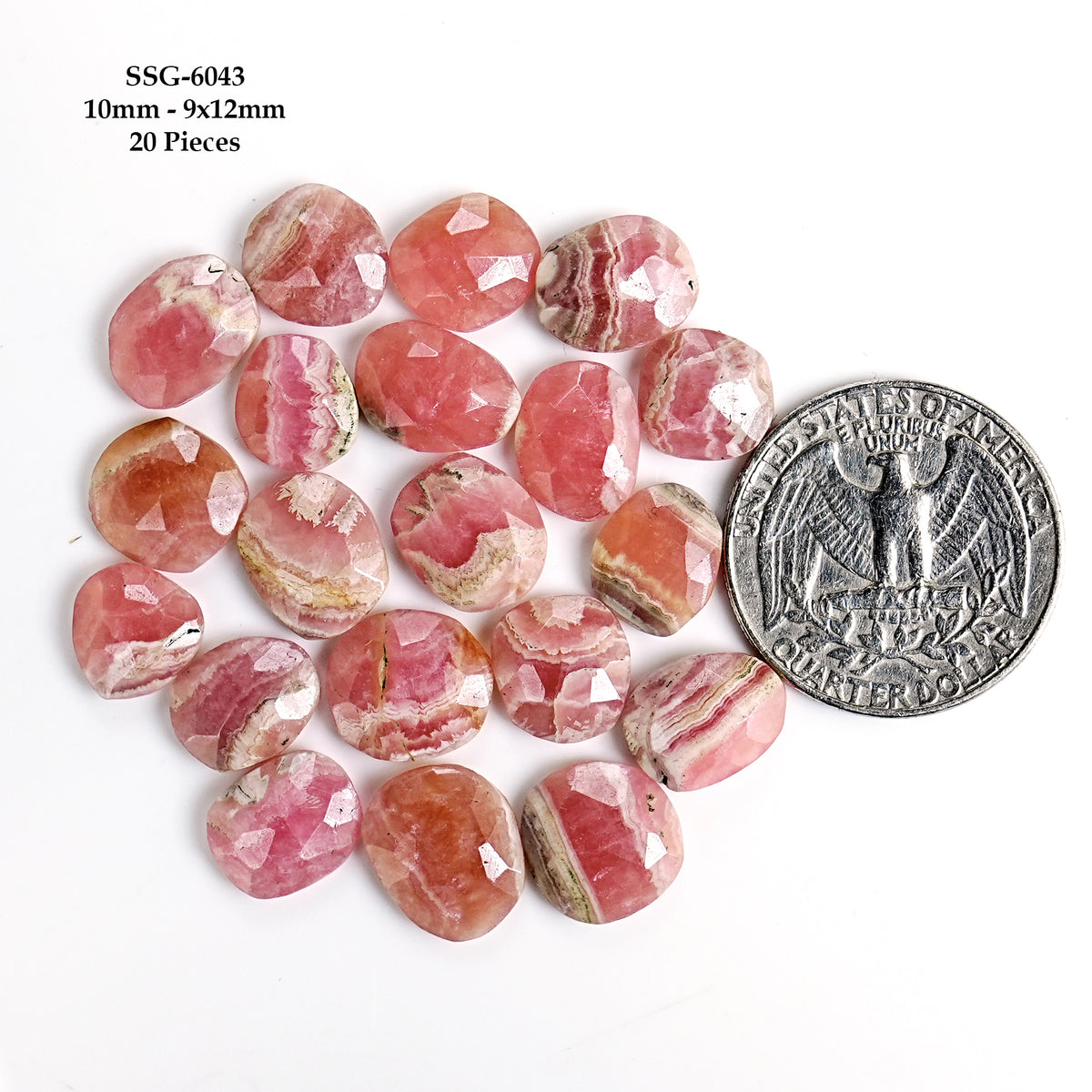 Natural Rhodochrosite Rose Cut Cabochons | Freeform Pink Gemstones for Jewelry Making - 20 Pieces