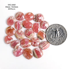 Natural Rhodochrosite Rose Cut Cabochons | Freeform Pink Gemstones for Jewelry Making - 20 Pieces