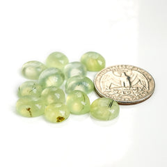 Prehnite Cabochons | Natural Flatback Loose Gemstones for Jewelry Making - 12 Pieces